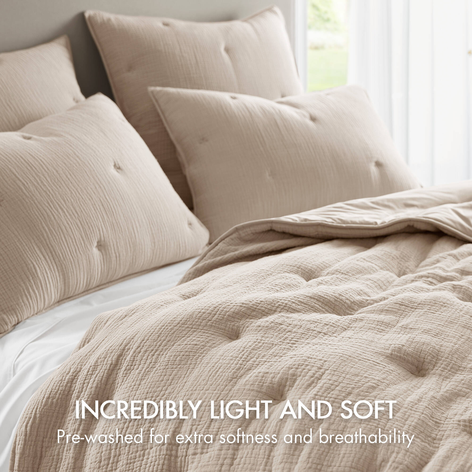 3 Piece Cotton Gauze Embroidered Quilt Set