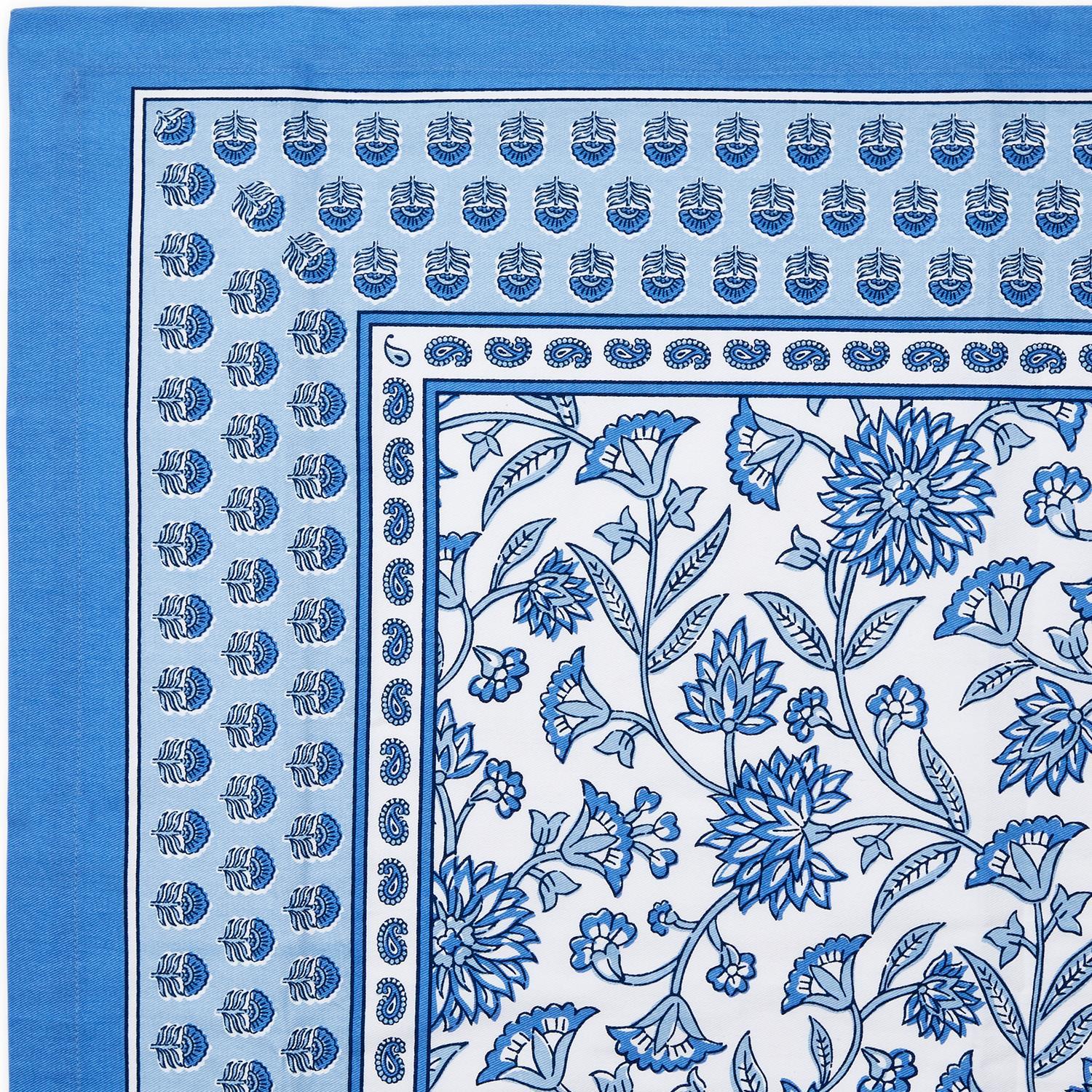 Chinoiserie Blue Block Print Design Tablecloths Incl 2 Sizes, Set of 2