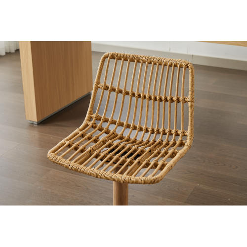 Swivel Counter Height Chair with Wicker Design and Footrest, Set of 2