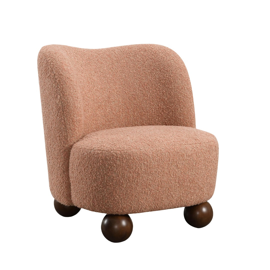 Modern Boucle Upholstered Accent Chair with Ball Feet