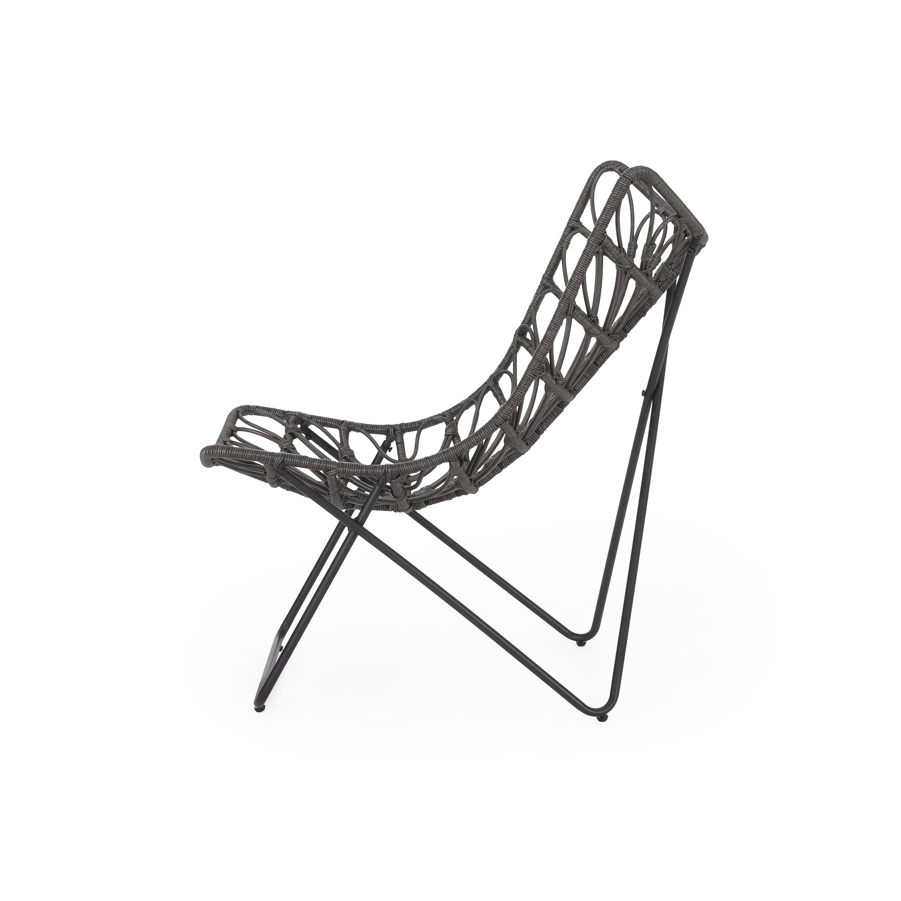 Outdoor Rattan Chair with Geometric Cross Base, Set of 2