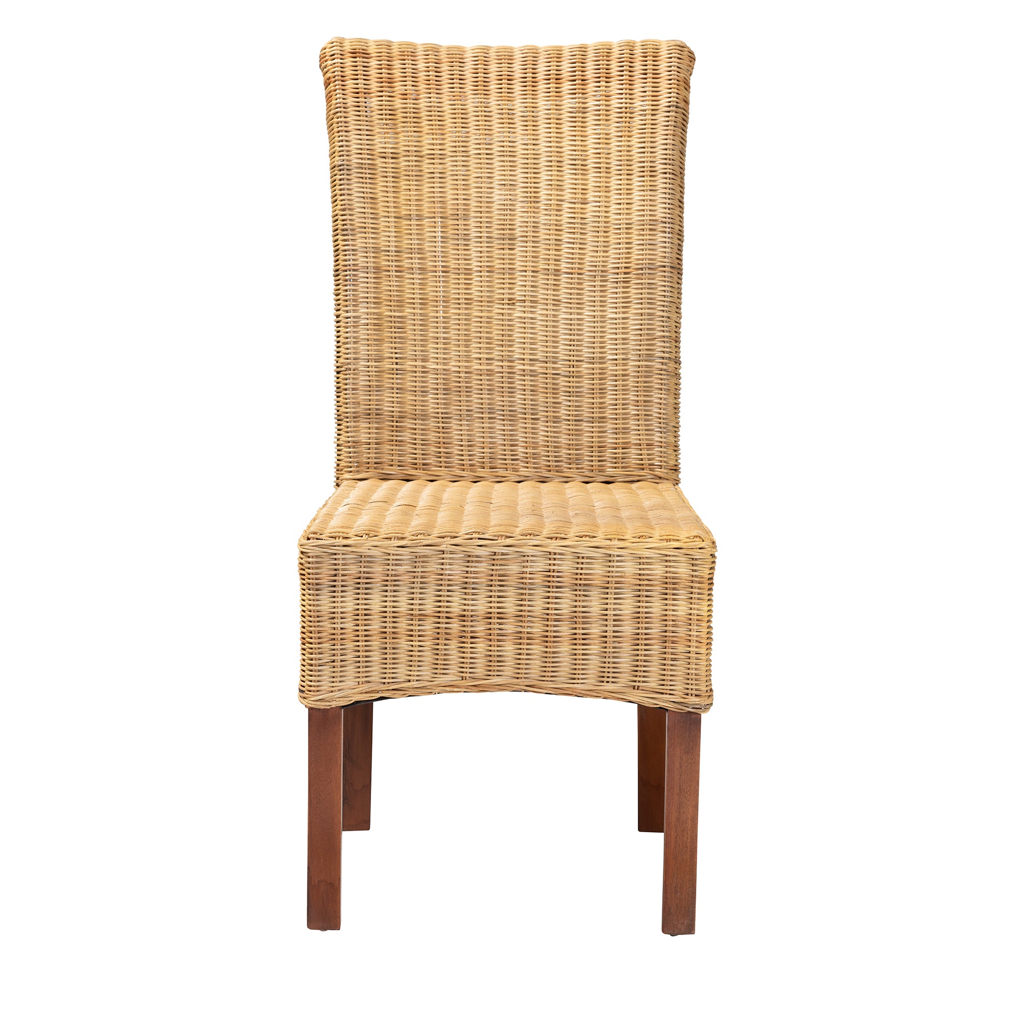 Therese Rattan and Mahogany Wood Dining Chair
