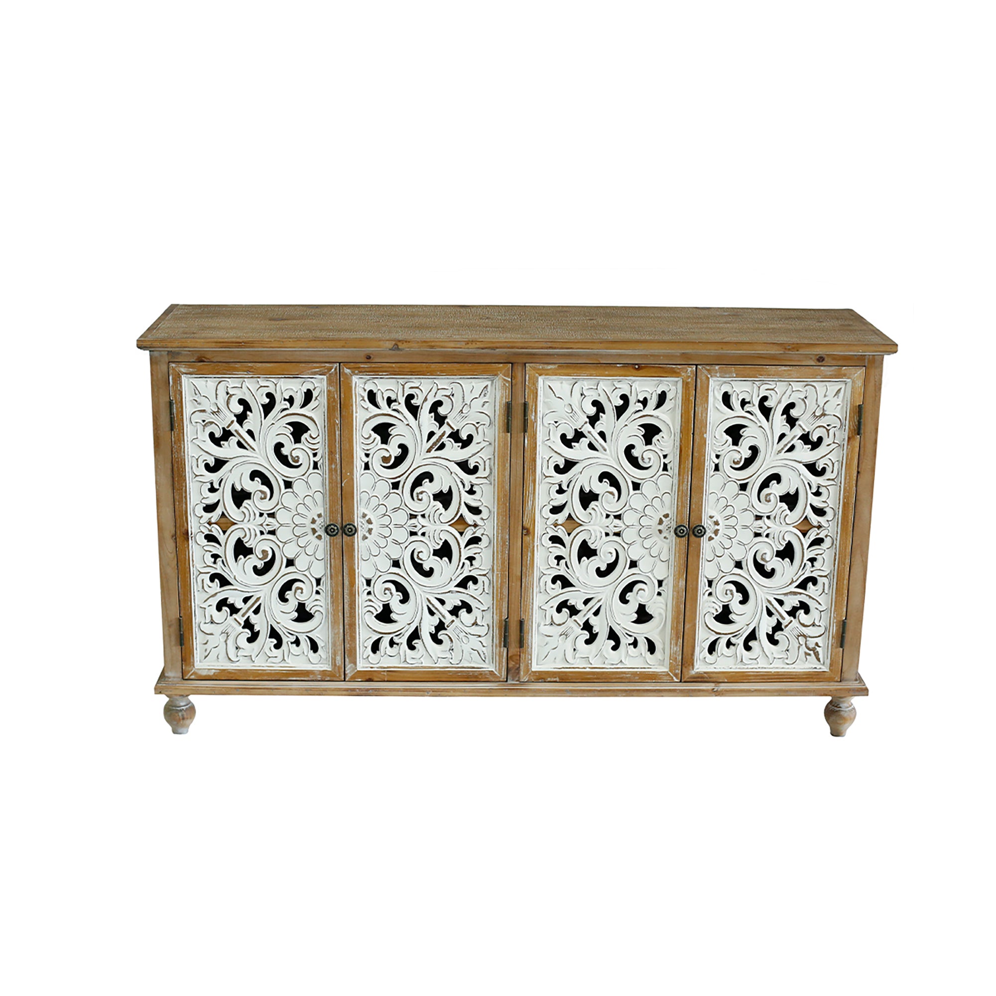 Accent Cabinet with 4 Carved Floral Doors