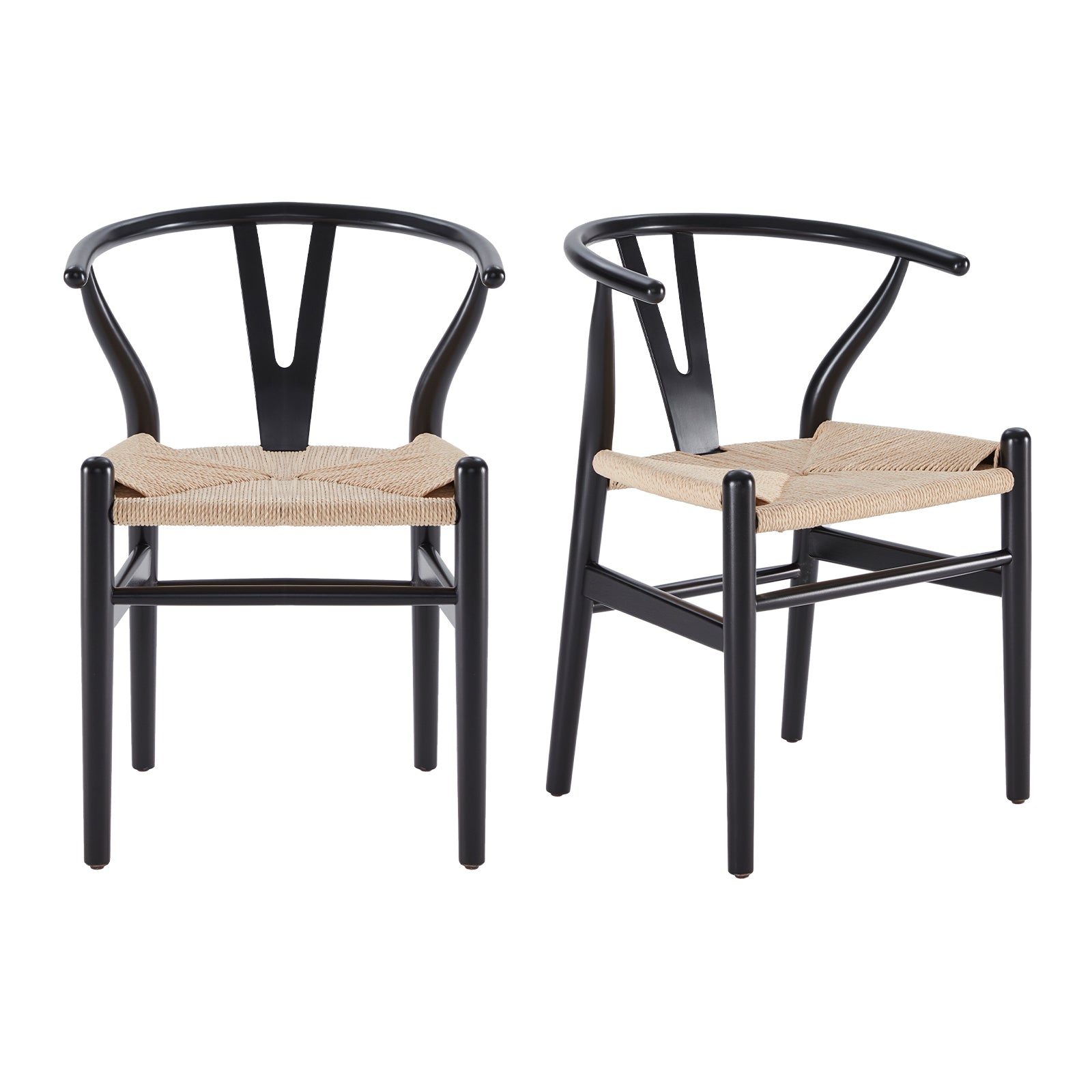 Wishbone Dining Chairs with Woven Seat, Set of 2