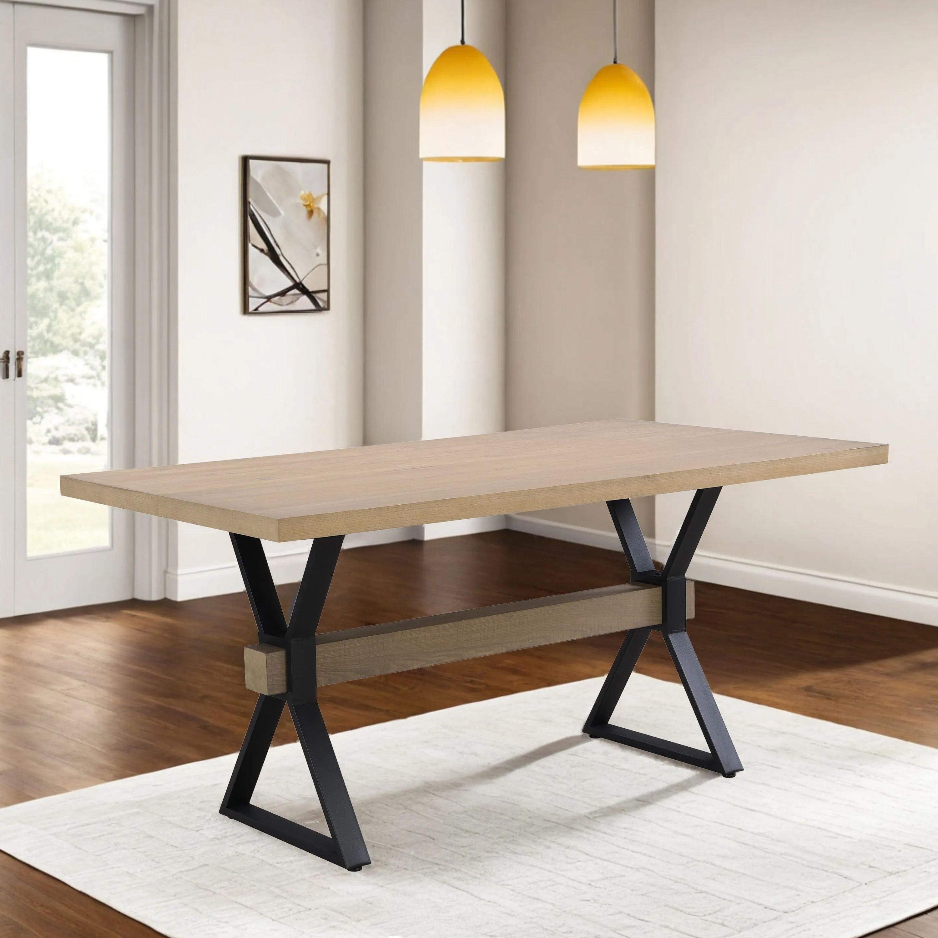 Hartsdale Rectangular Dining Table with X-Shaped Base