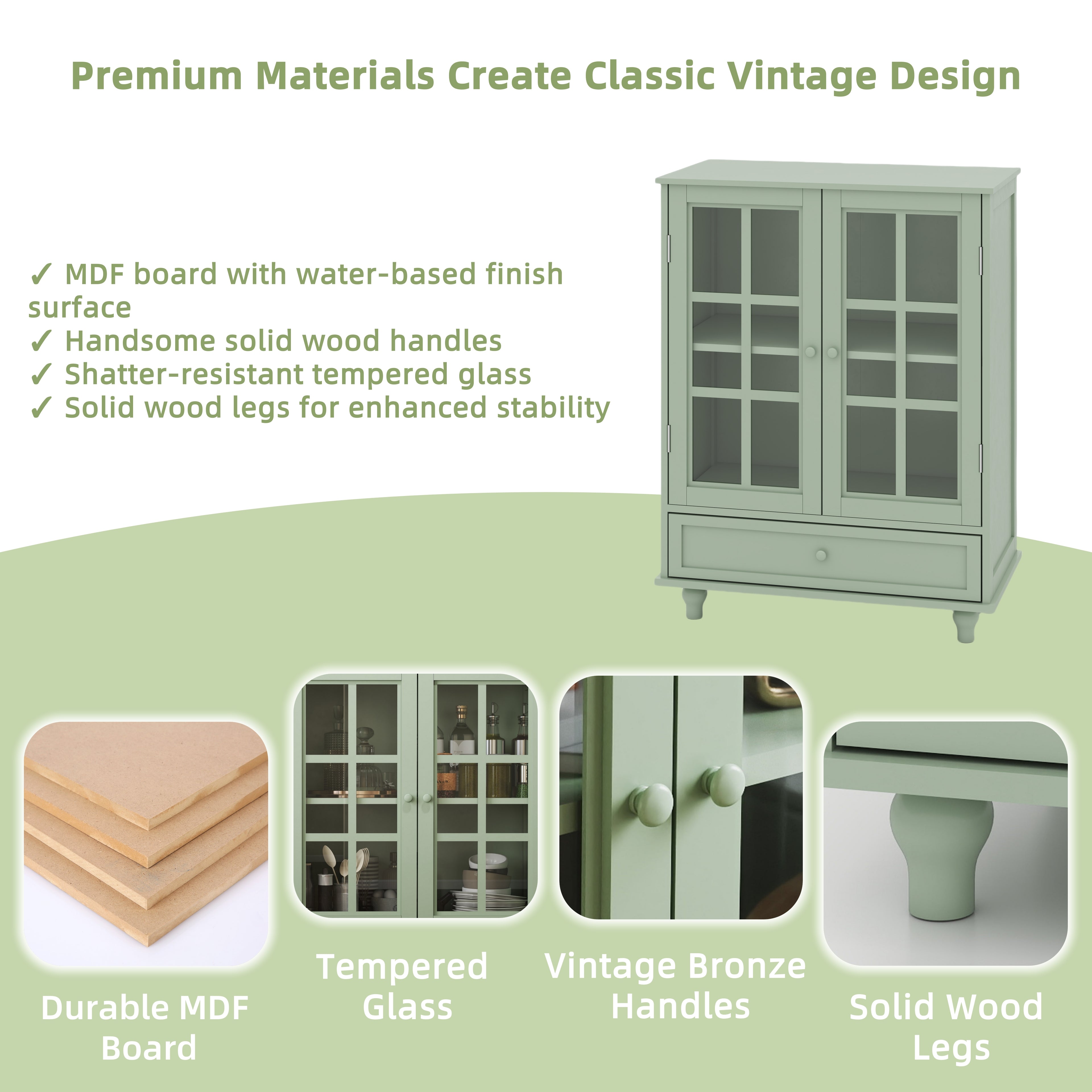 Double Glass Door Accent Cabinet