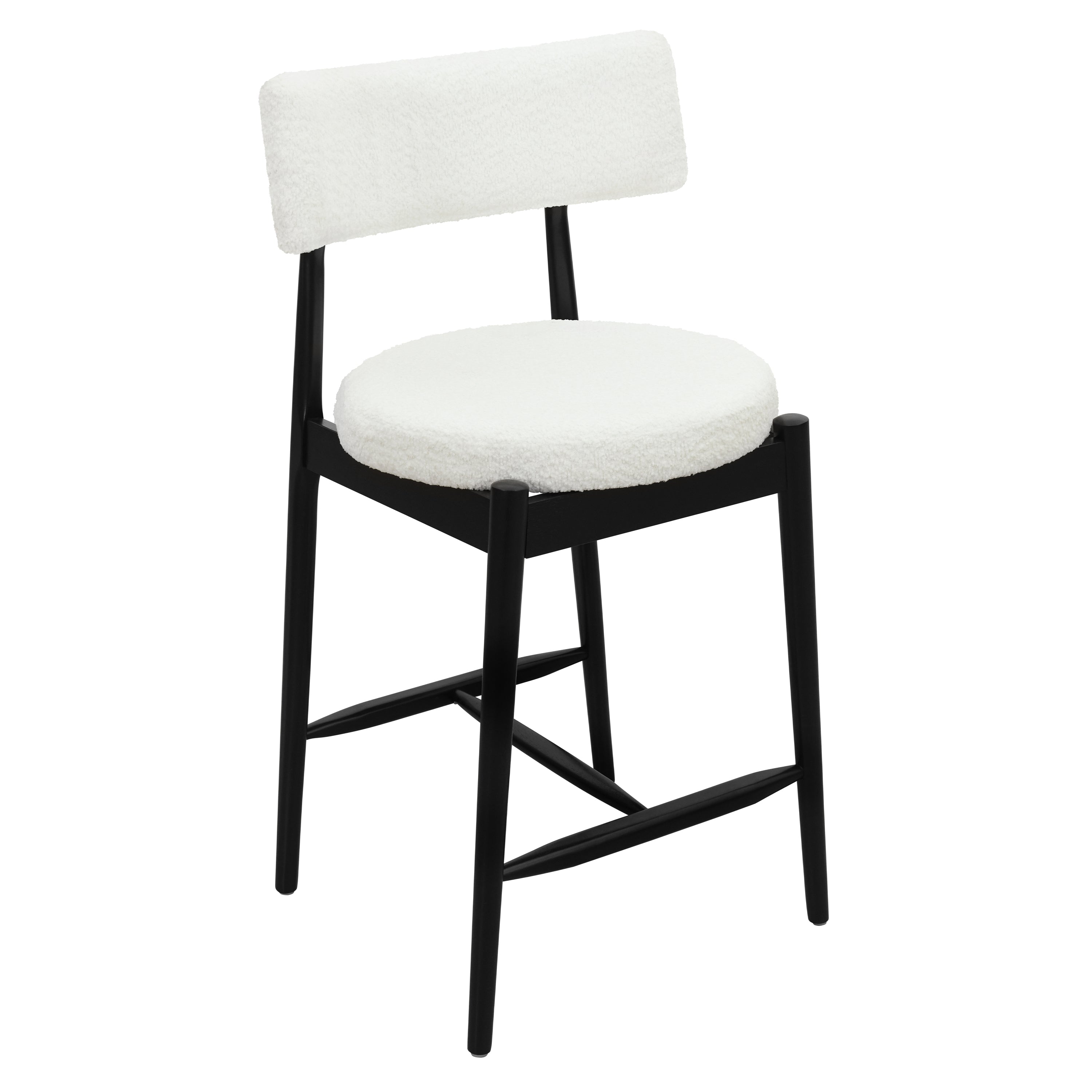 Harveston Mid Century Modern Boucle Upholstered Counter Stools, Set of 2
