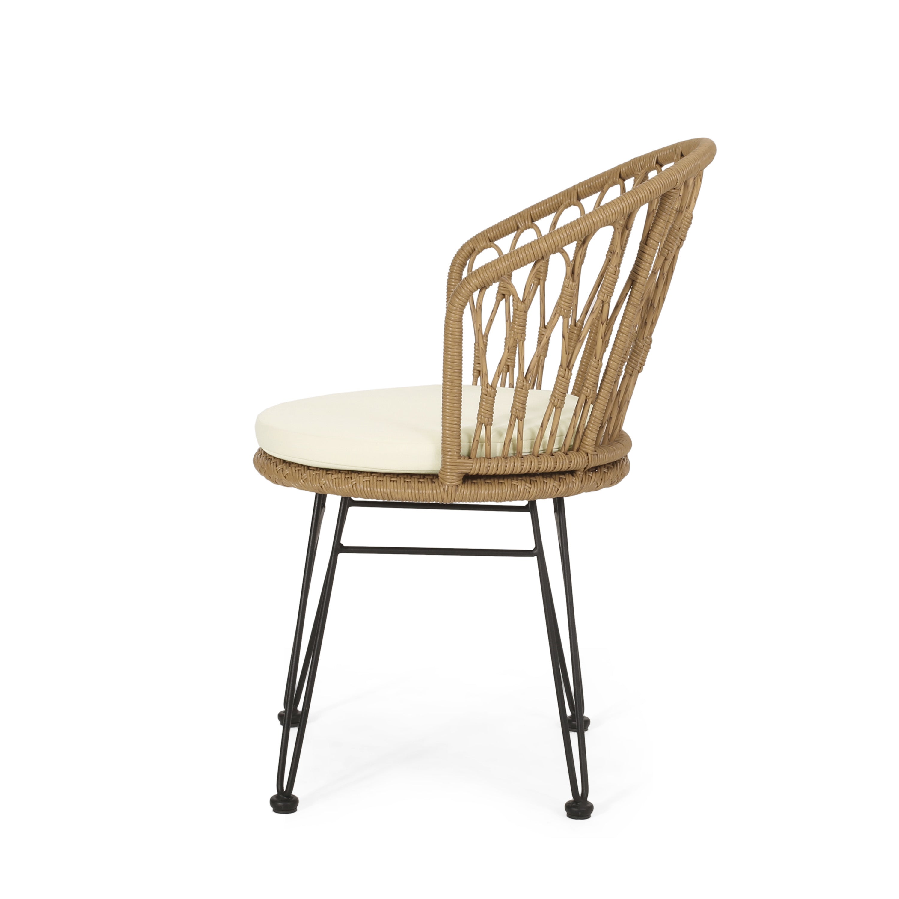 Outdoor Chair with Hairpin Legs and Curved Frame, Set of 2