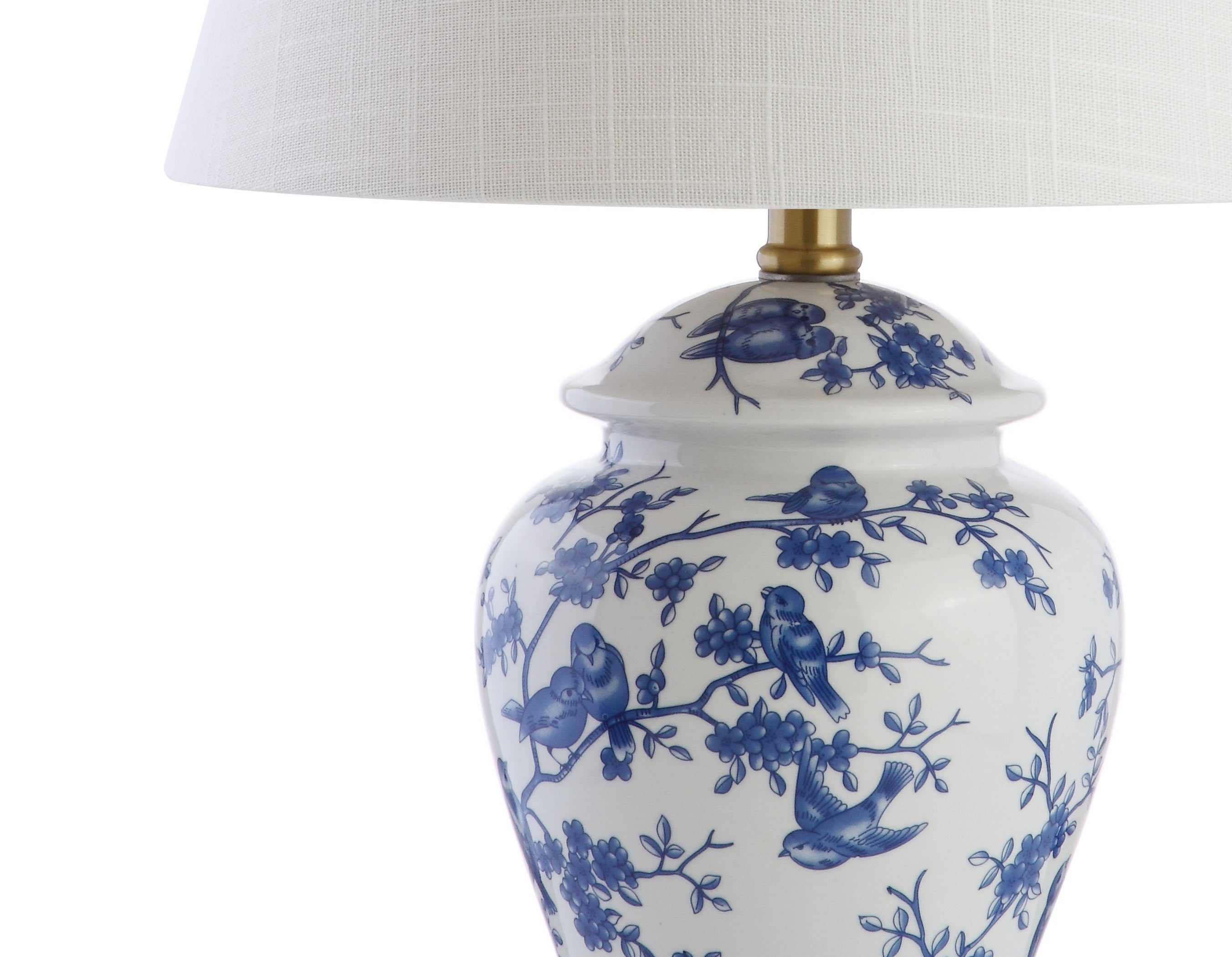 Penelope French Country Cottage Ceramic/Iron Chinoiserie Ginger Jar LED Table Lamp