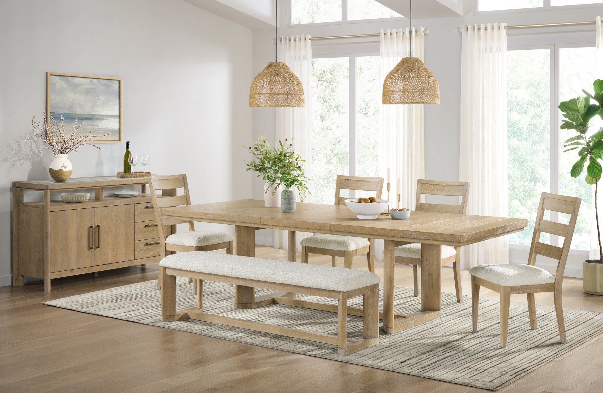 Extendable Trestle Dining Table with Leaf