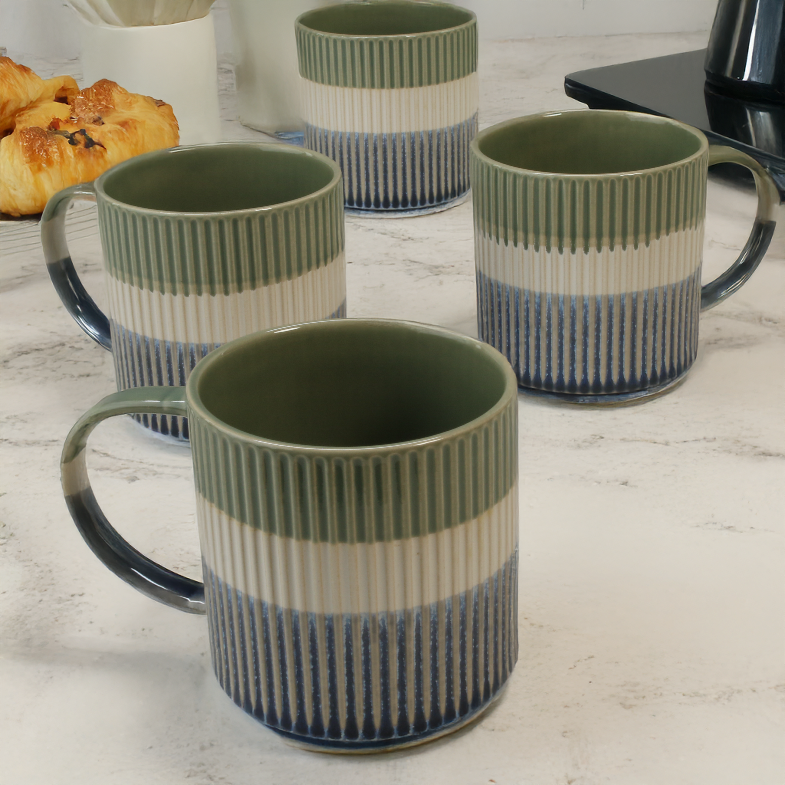 Tri-Color Mugs, Set of 4