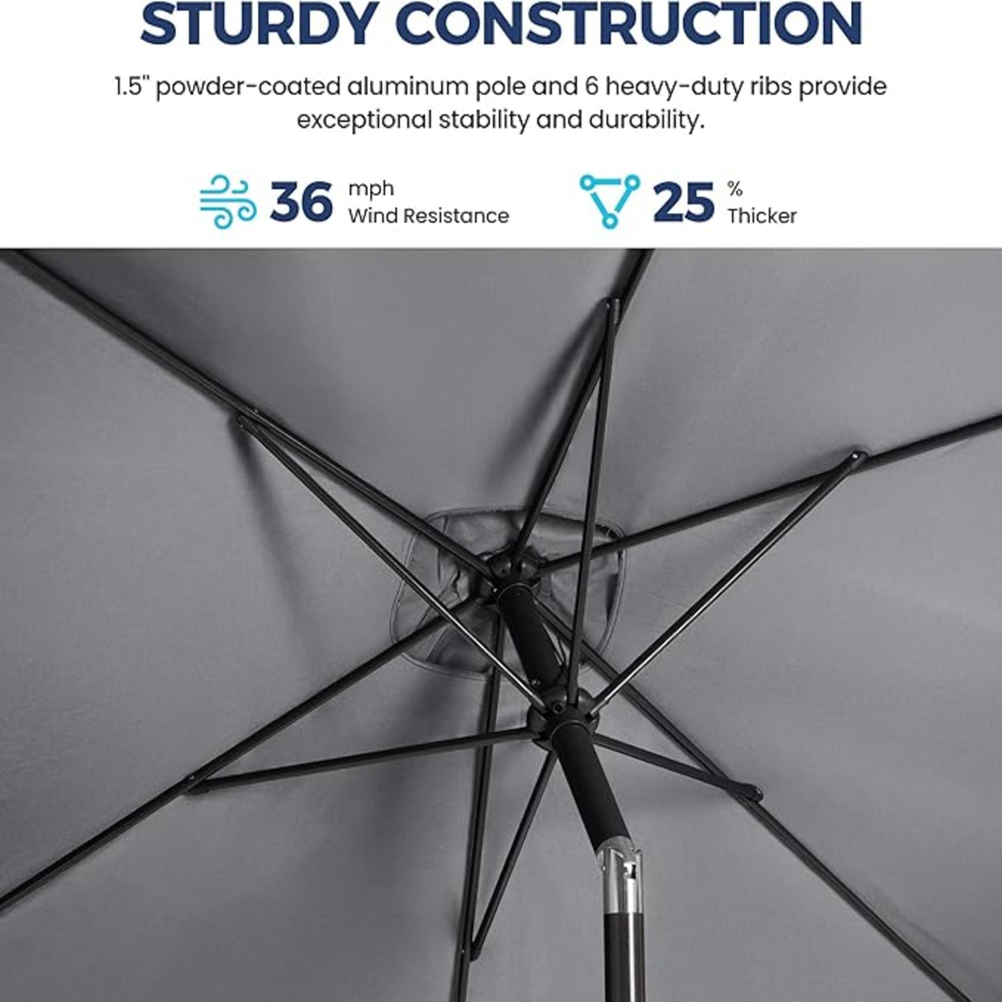 6.5 x 10 ft Rectangular Patio Umbrella with Crank, Base Not Included
