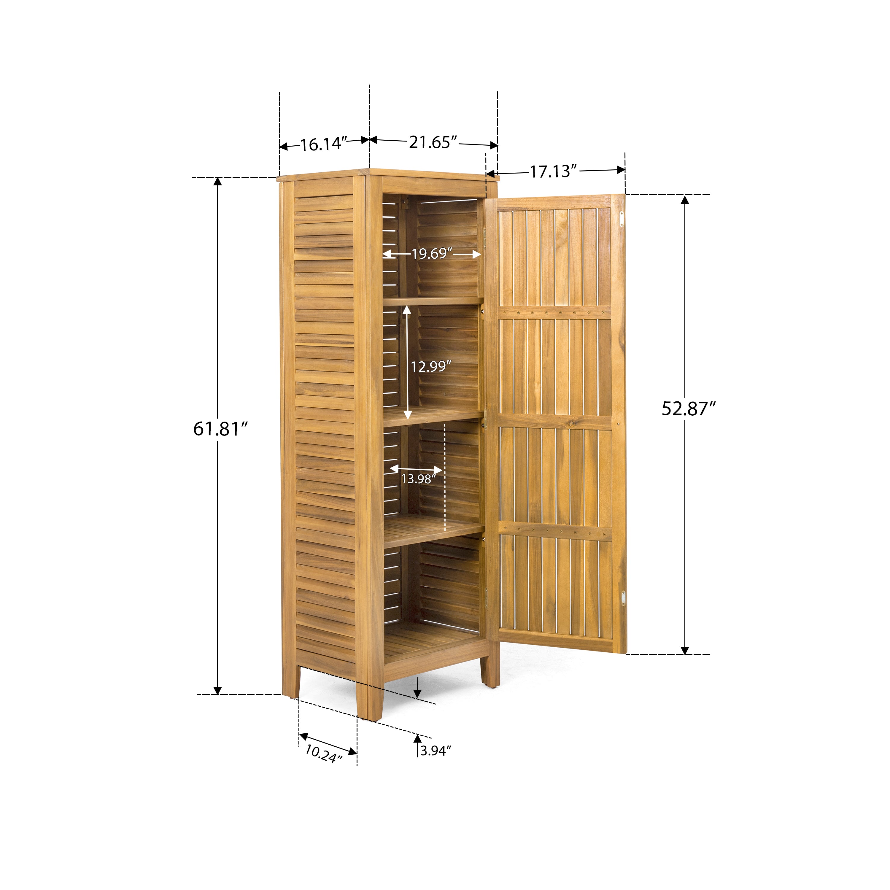 Outdoor Acacia Wood Cabinet with Doors and Shelves