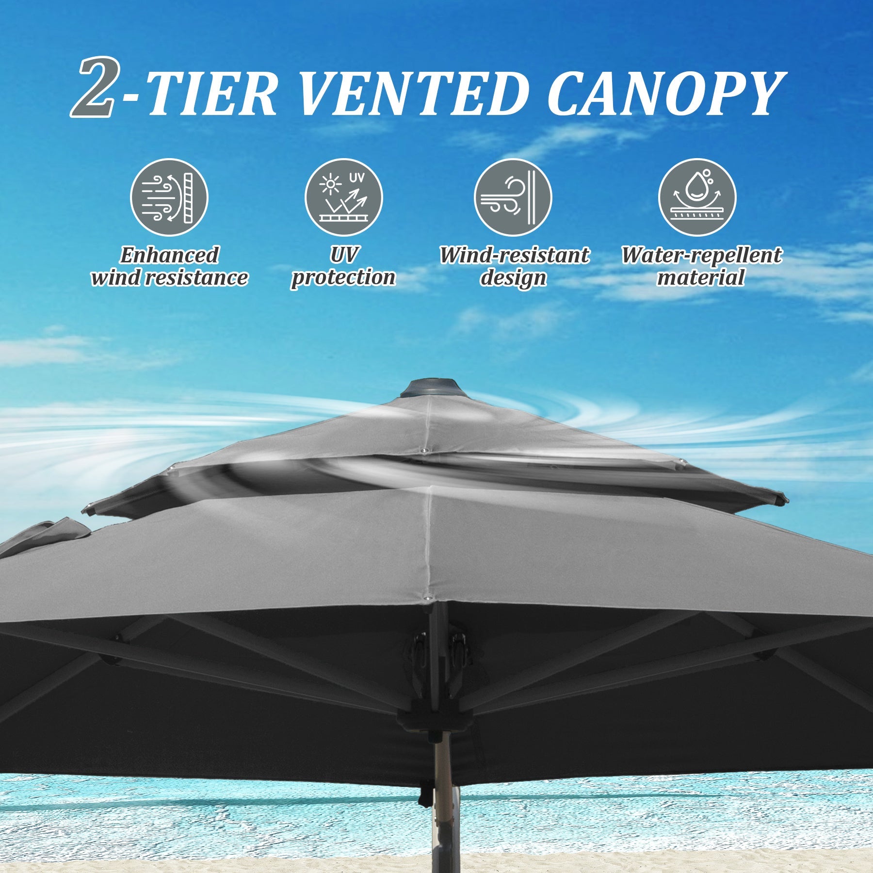 Round Cantilever Umbrella with Center Pole, Base Not Included