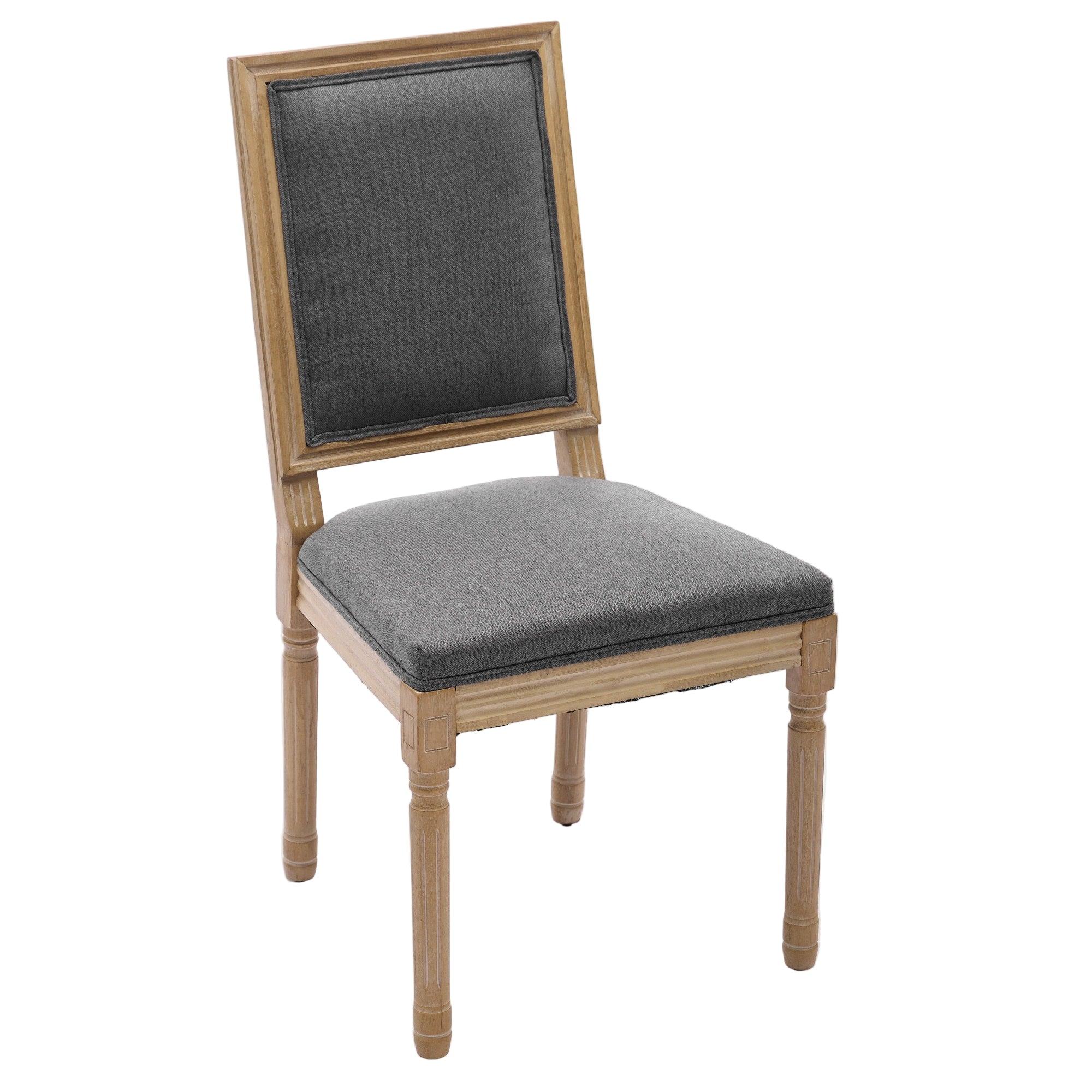 Louis French Country Dining Chairs with Square Upholstered Backrest, Set of 2