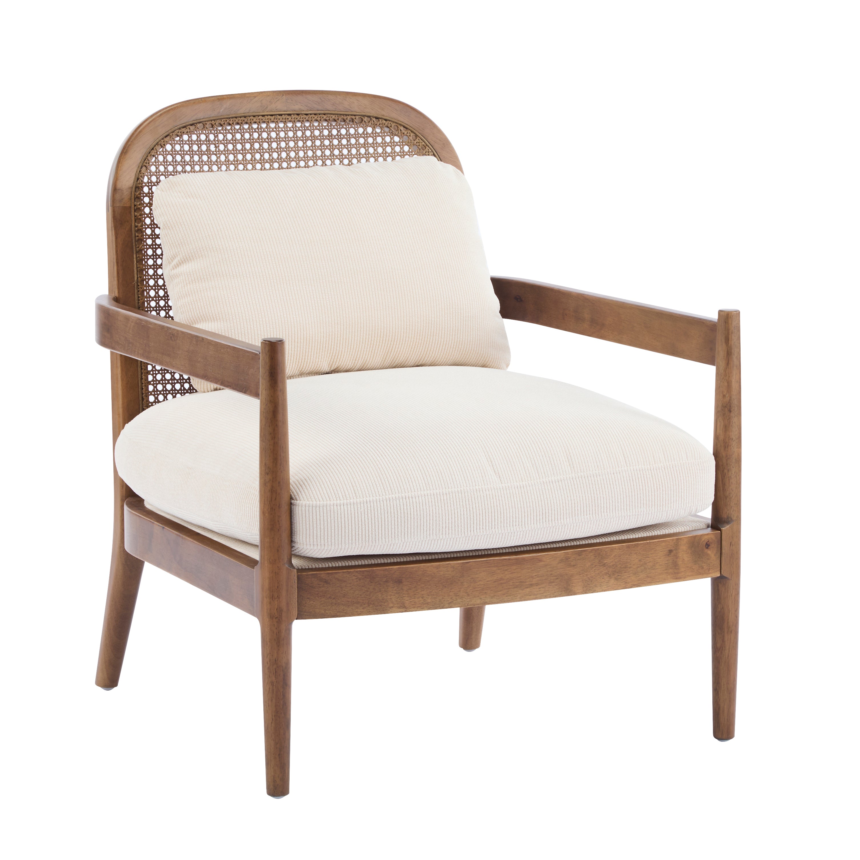 Elliston Solid Wood and Rattan Accent Chair with Cushions, Set of 2