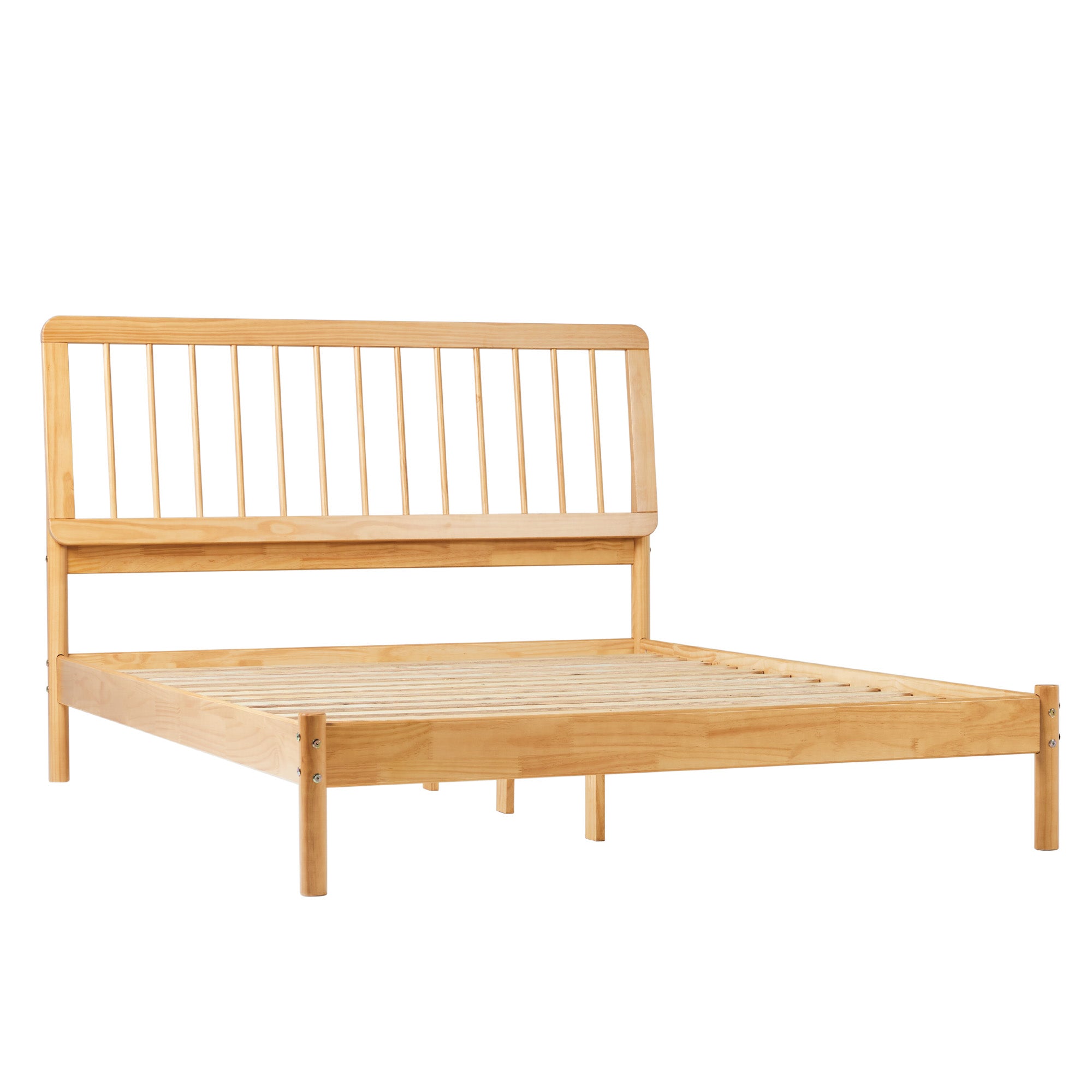 Illusive Solid Wood Spindle Bed with Slat Back