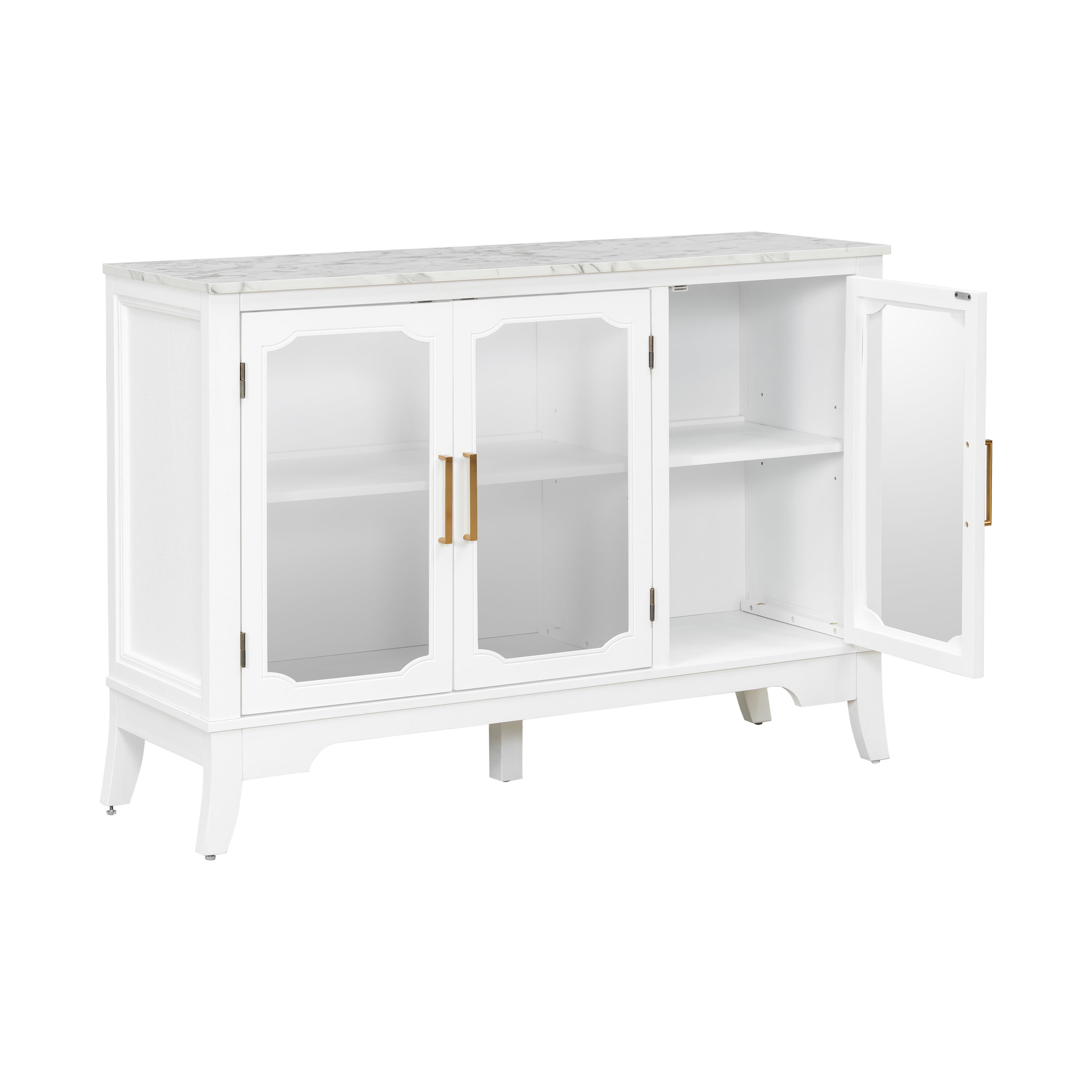 3-Door Storage Cabinet with Glass Doors