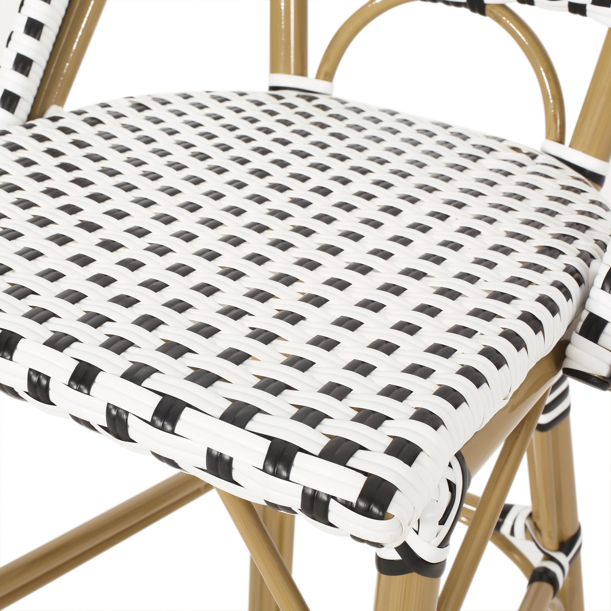 29.5" Outdoor PE Rattan French Barstool, Set of 2