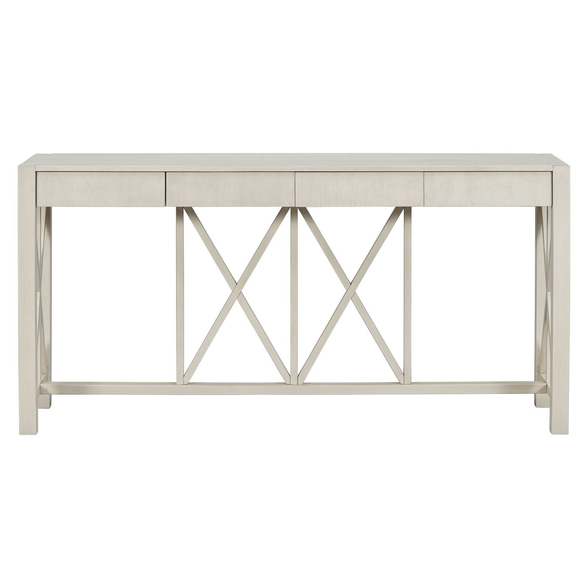 Modern Crisscross Design Entryway Table with Open Bottom Storage