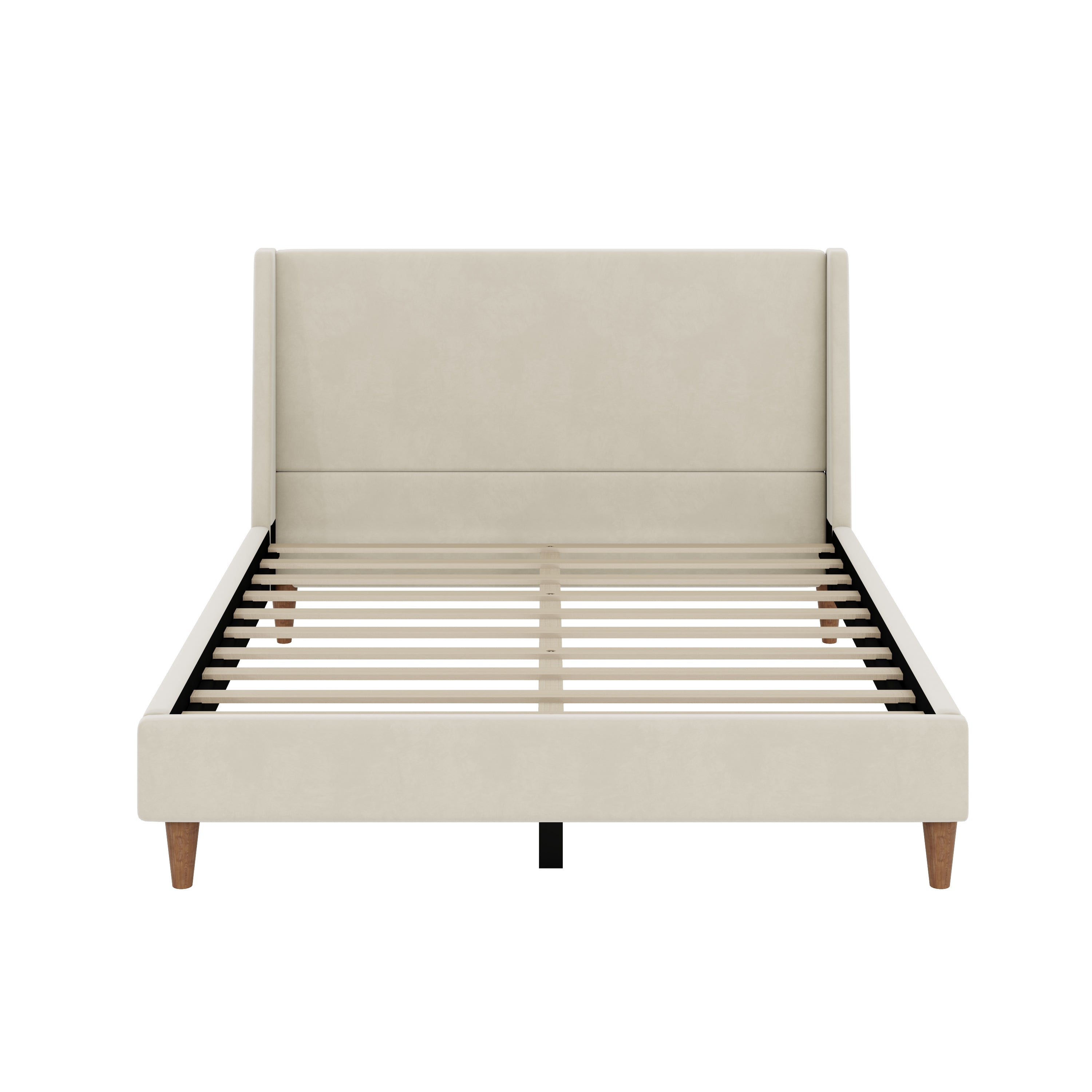 Wingback Velvet Upholstered Platform Bed
