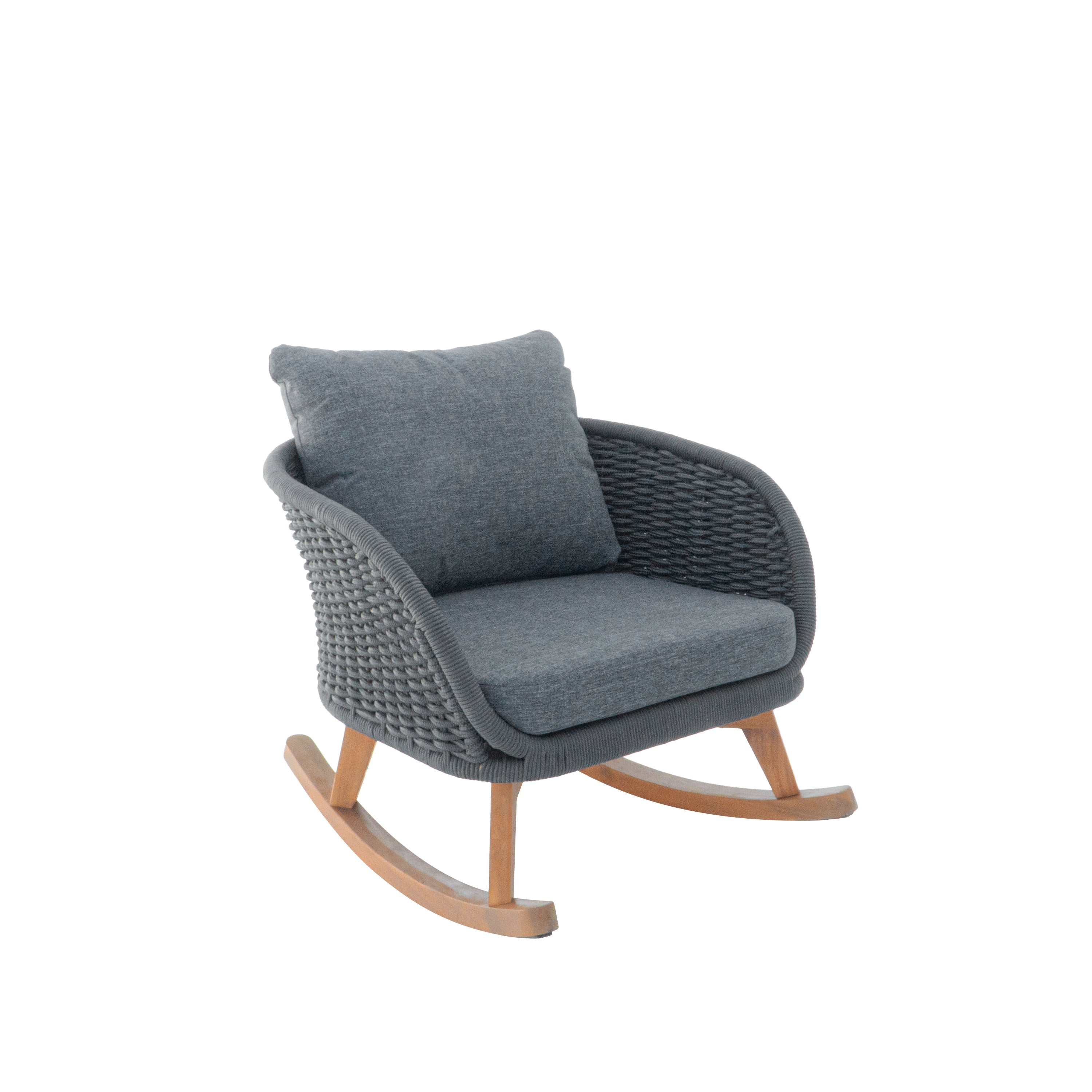 Contemporary Minimalist Wicker Rocking Chair with Cushions