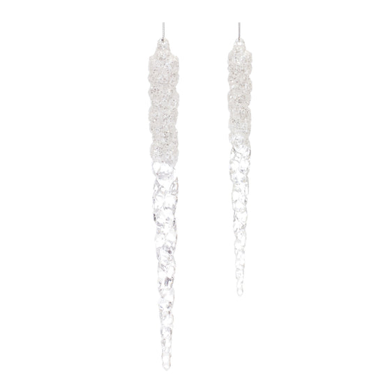 Clear Acrylic Icicle Drop Ornament (set of 24) - White