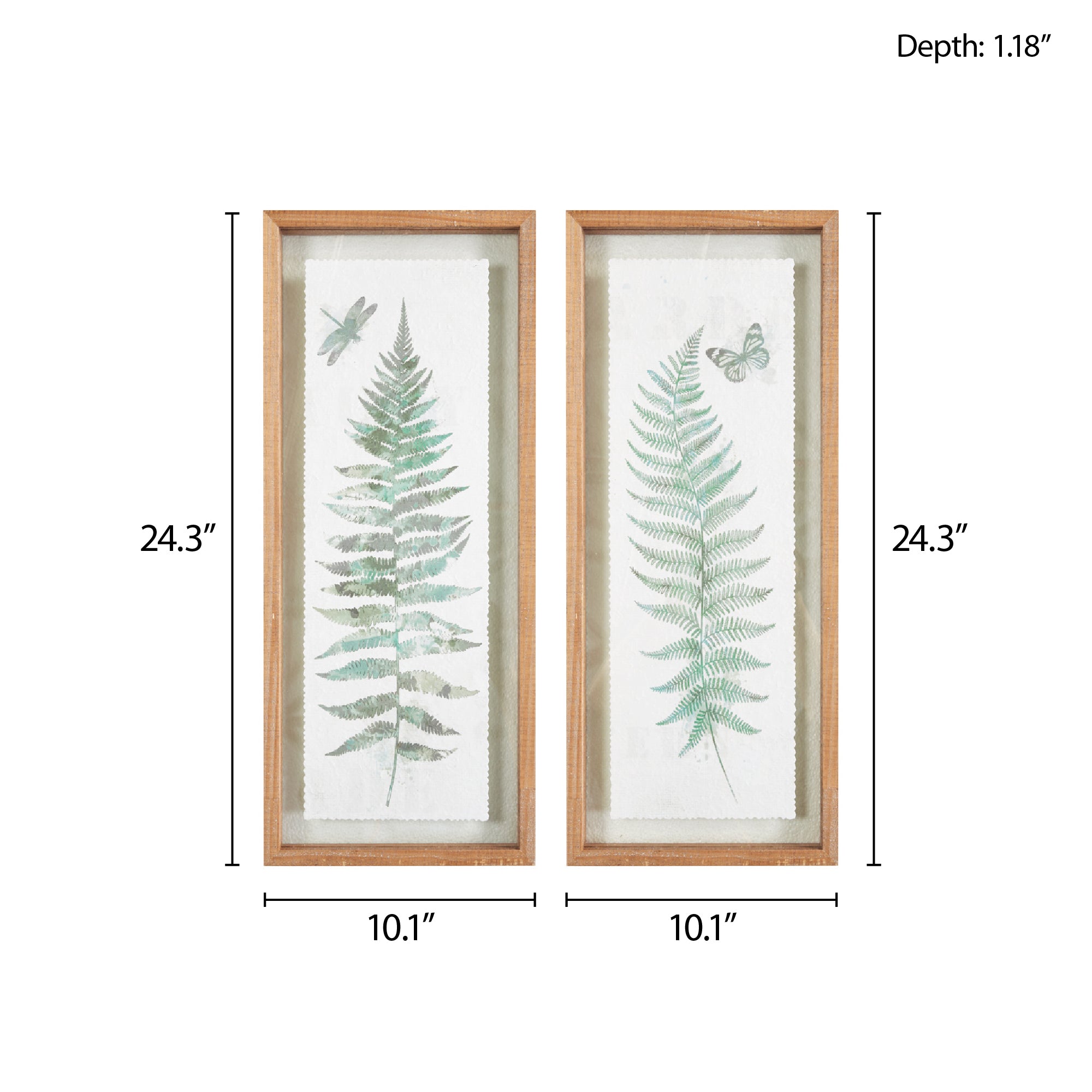 2-Piece Wood Wall Art Set with Glass Frame