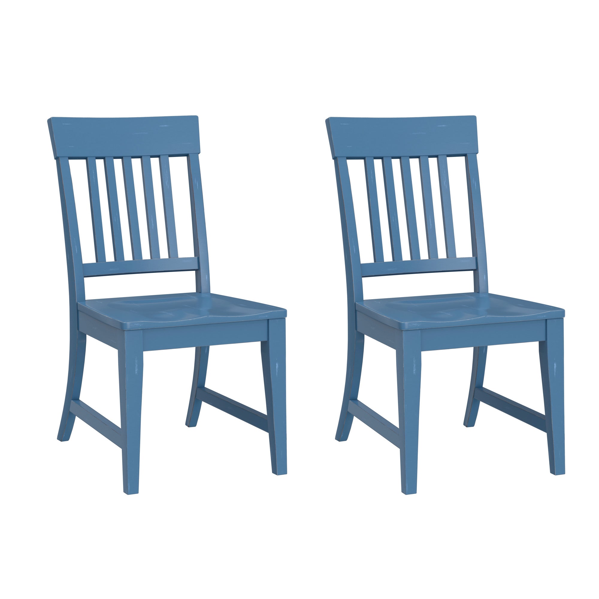 Blue Slat Back Dining Chairs, Set of 2