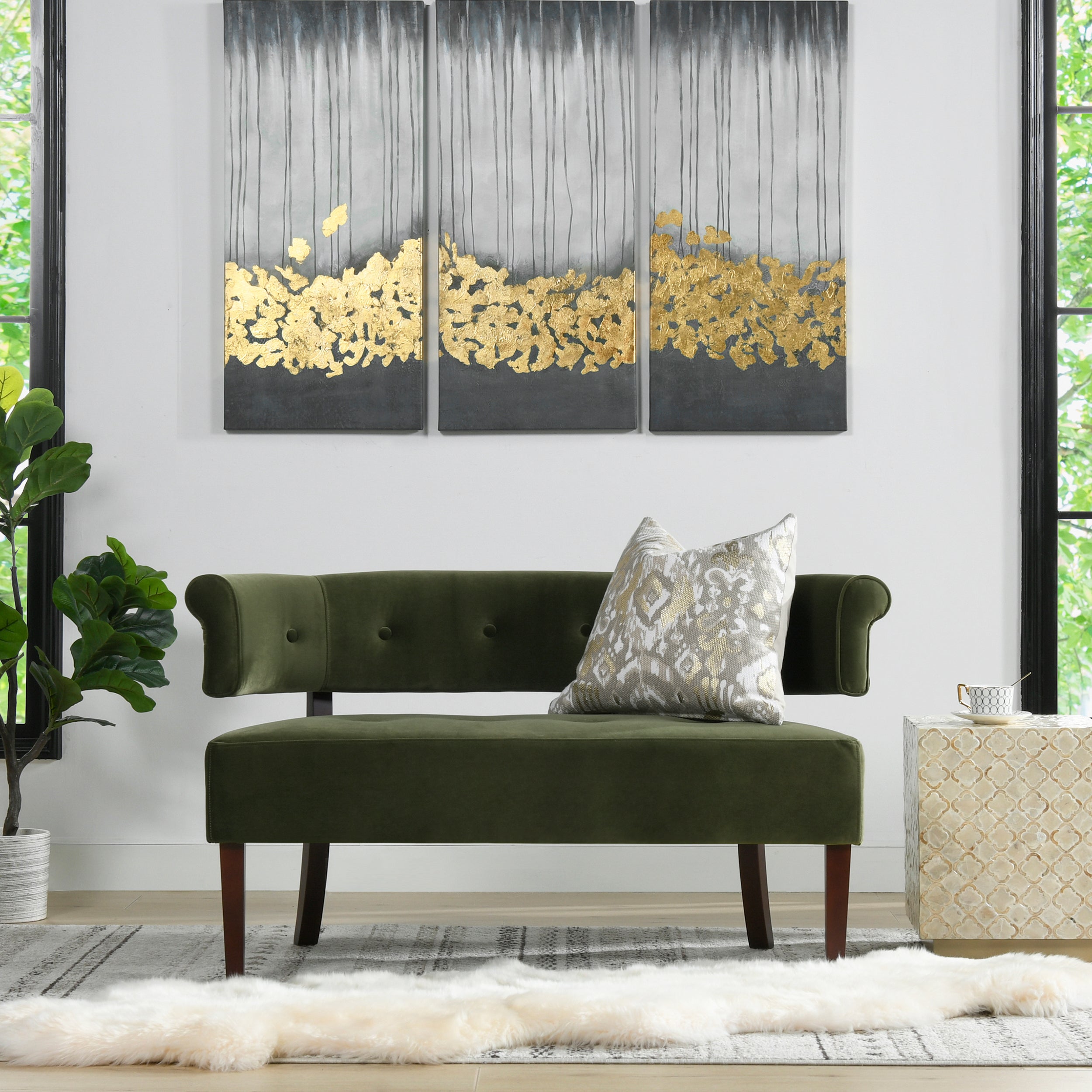 Jared Roll Arm Tufted Bench Settee