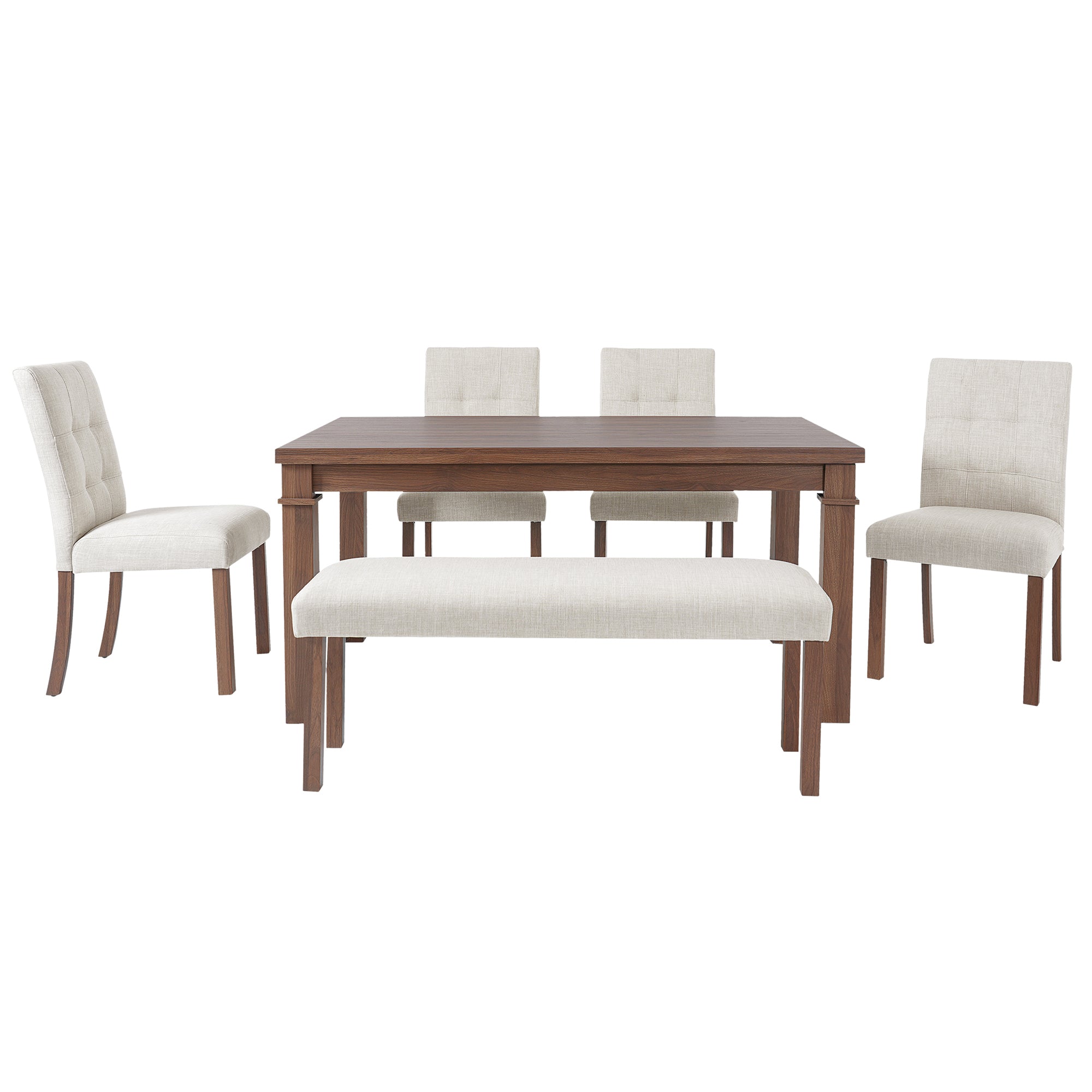 Franklin Modern 6-Piece Dining Set with 4 Upholstered Chairs & Bench