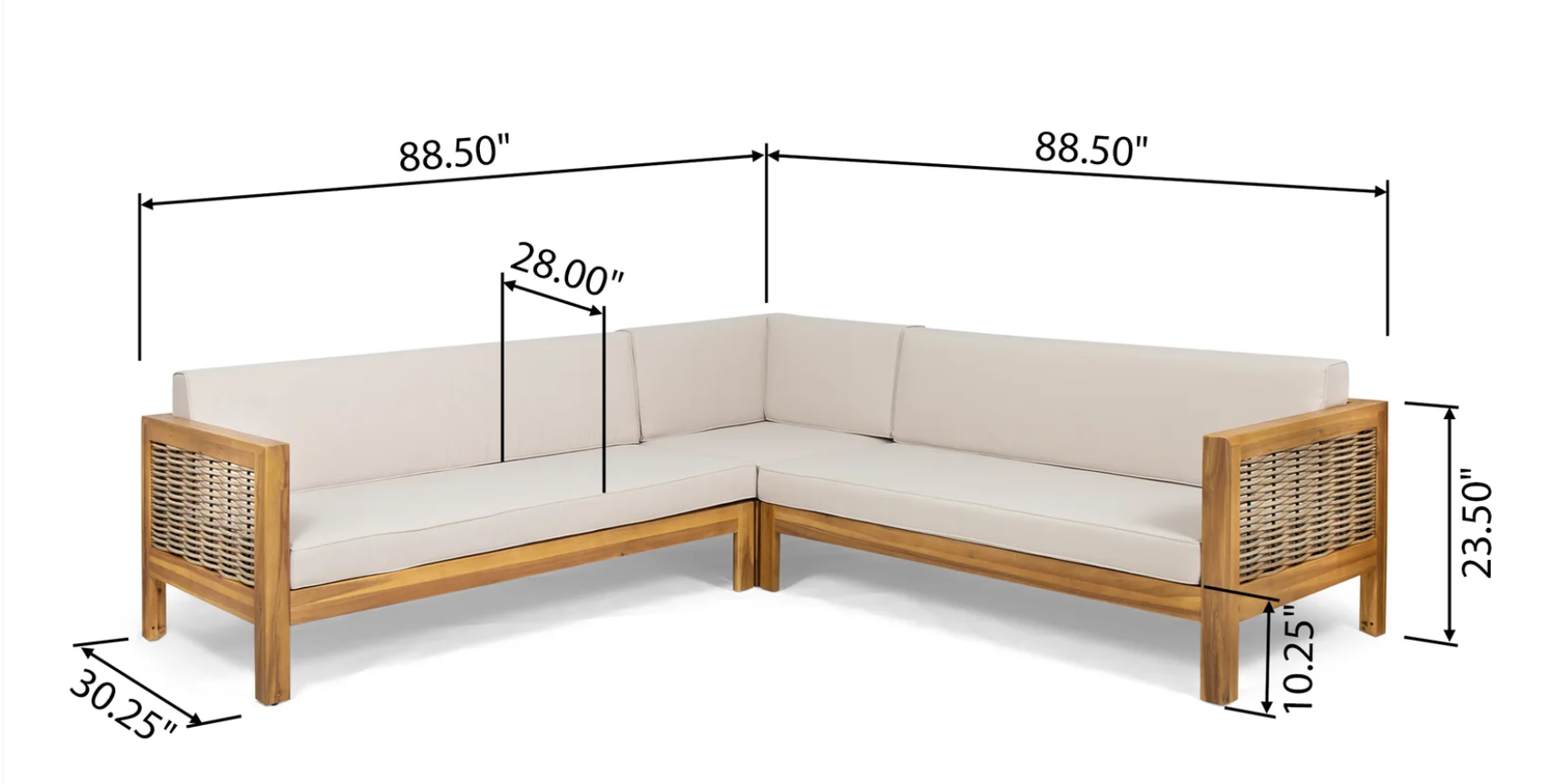 3-Piece Outdoor Seating Set with Corner Seat, Left Arm and Right Arm Sofa