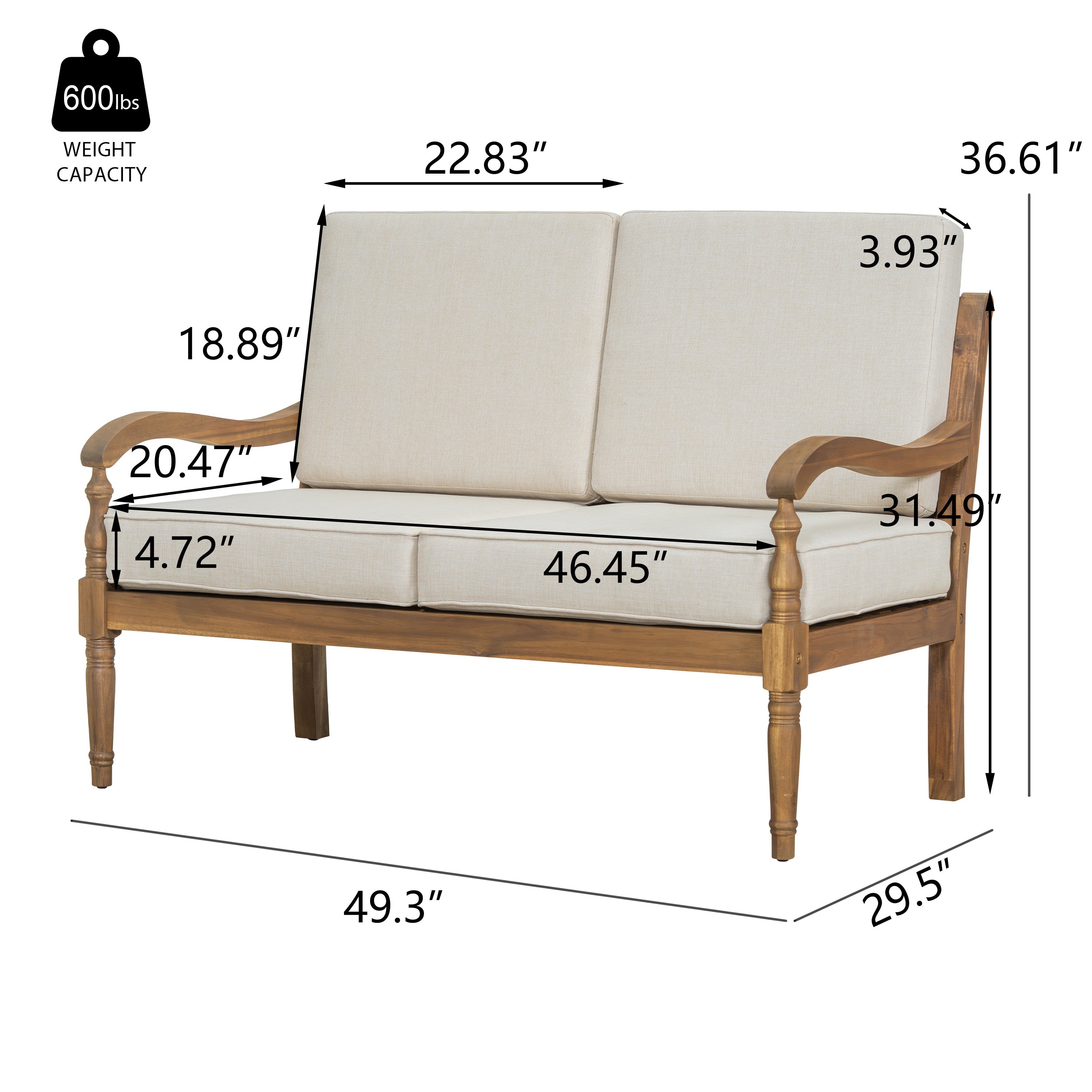 Islewood 2 Piece Acacia Wood Outdoor Loveseat & Coffee Table Set
