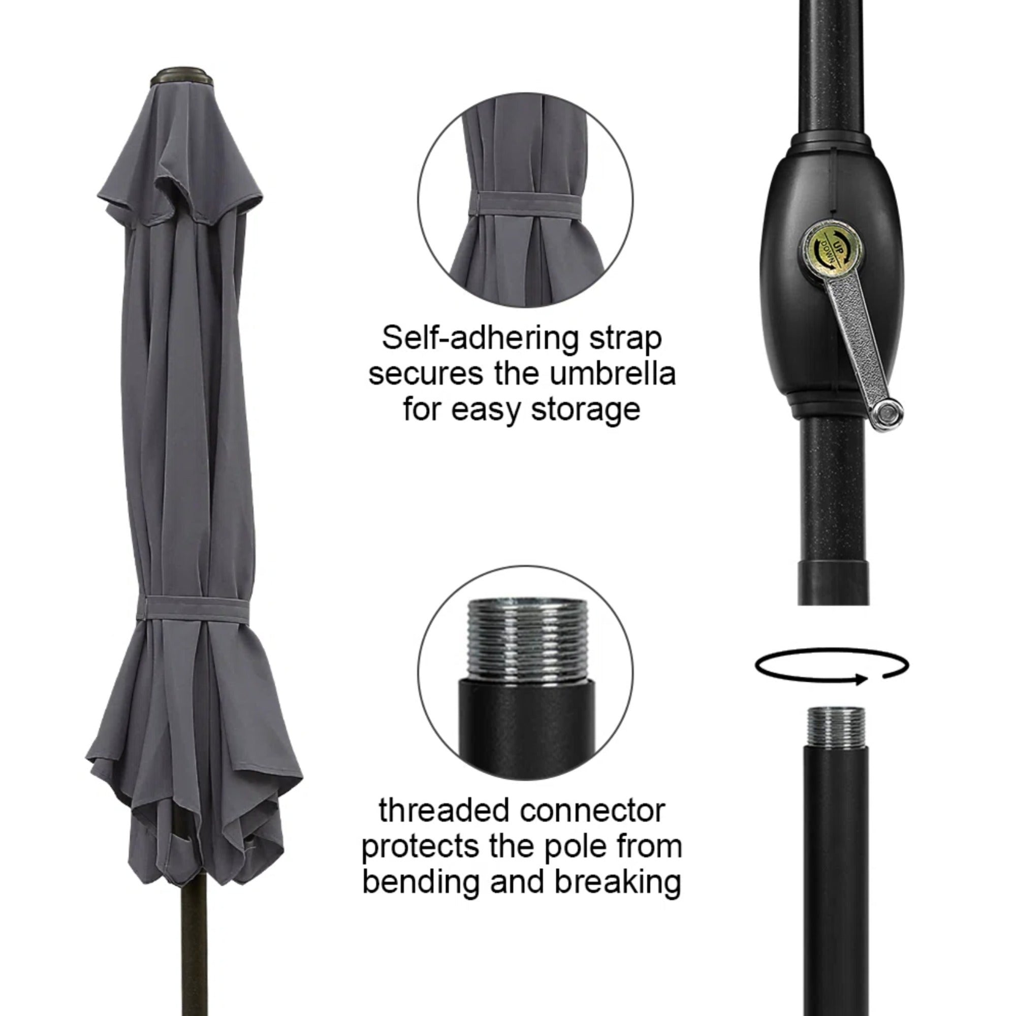 7.5 Feet Market Umbrella with Crank Lift & Tilt, Base Not Included