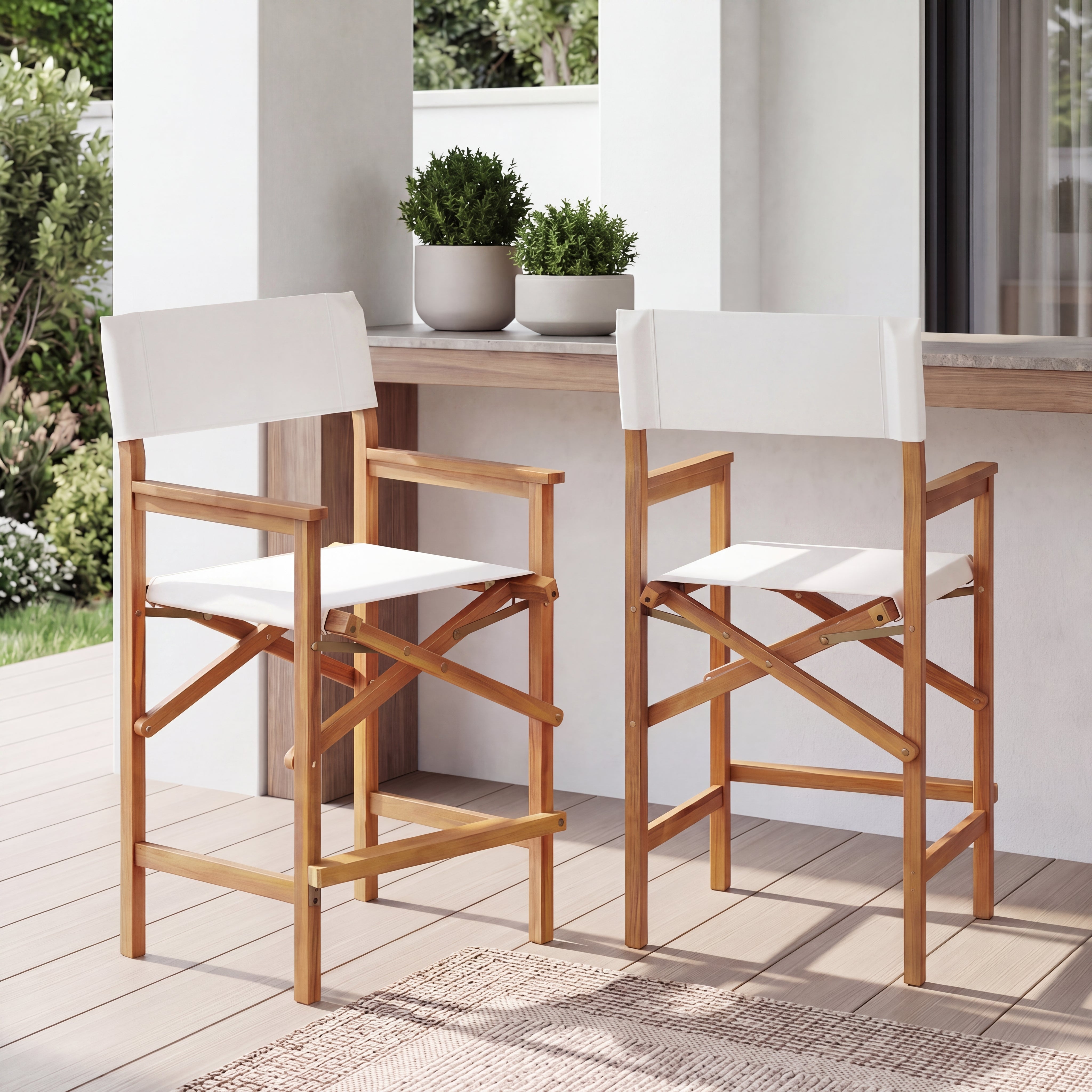 Outdoor Acacia Wood Barstool, Set of 2