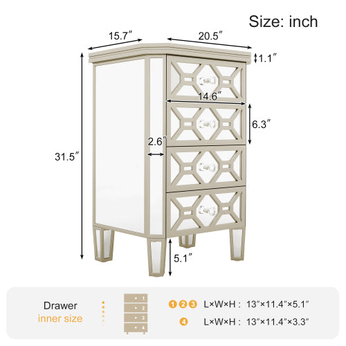 31.5" Chest with 4 Drawers and Golden Lines