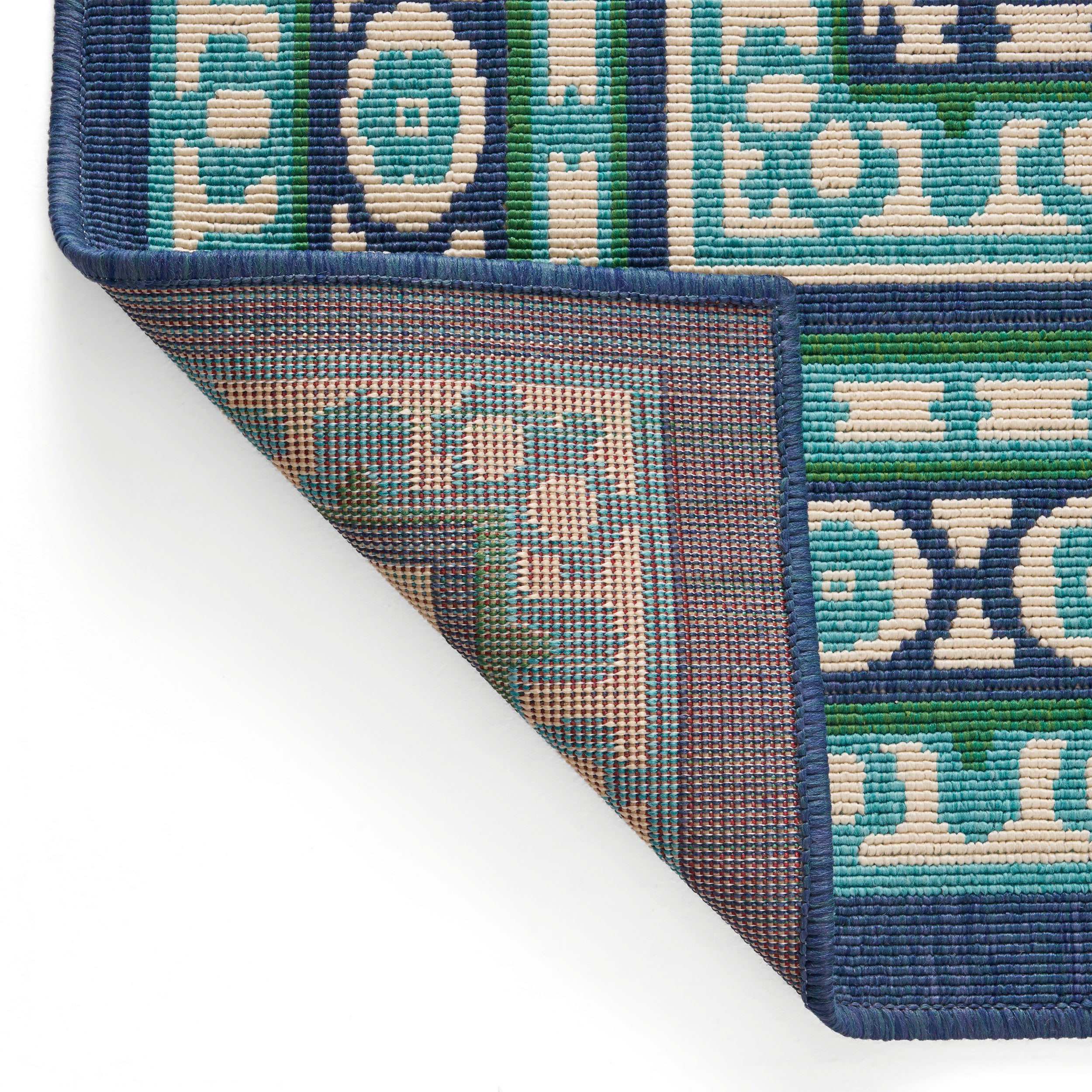 110"x79" Outdoor Rug with Rectangle Shape and Geometric Border Design