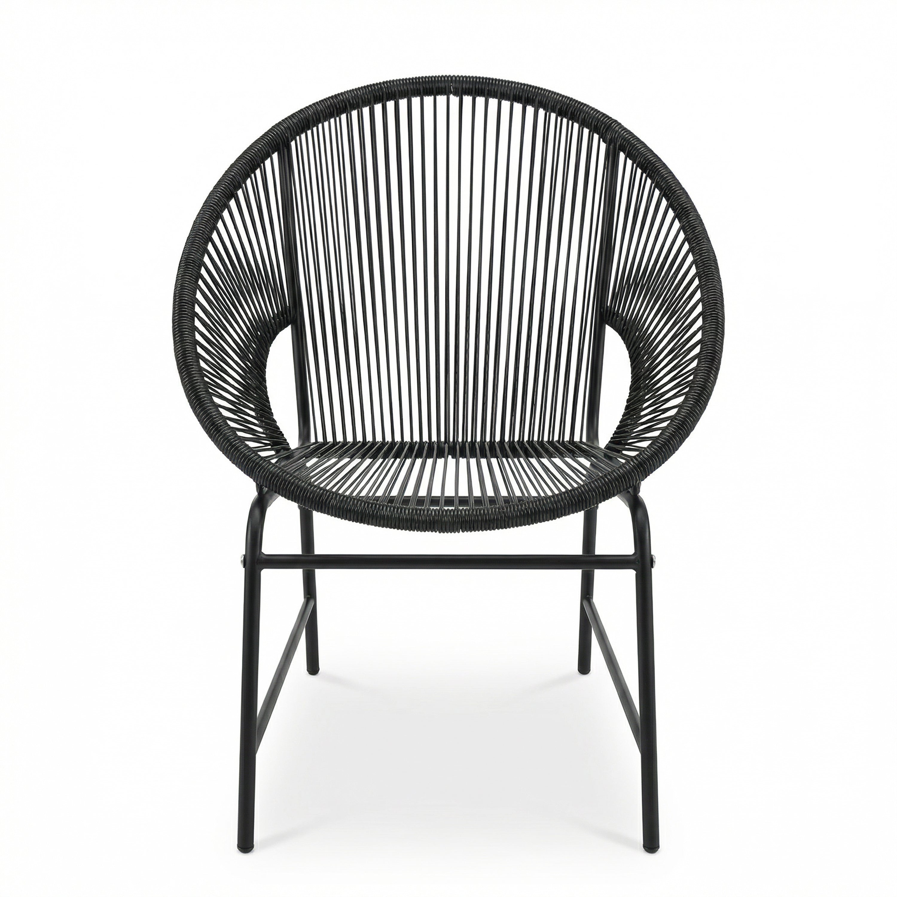 NUSA OUTDOOR PATIO WICKER CHAIR, TEAL PE RATTAN & IRON FRAME, SET OF 2