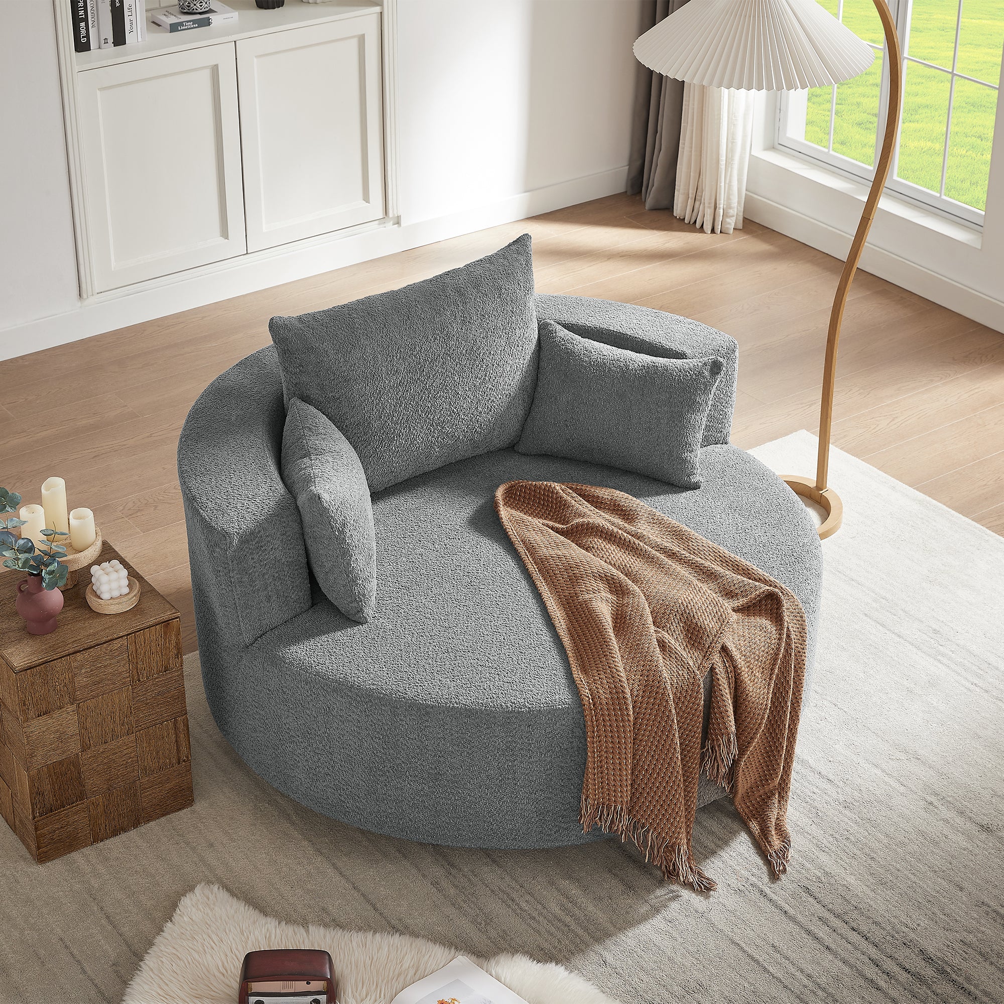 Crossley Oversized Swivel Barrel Accent Chair