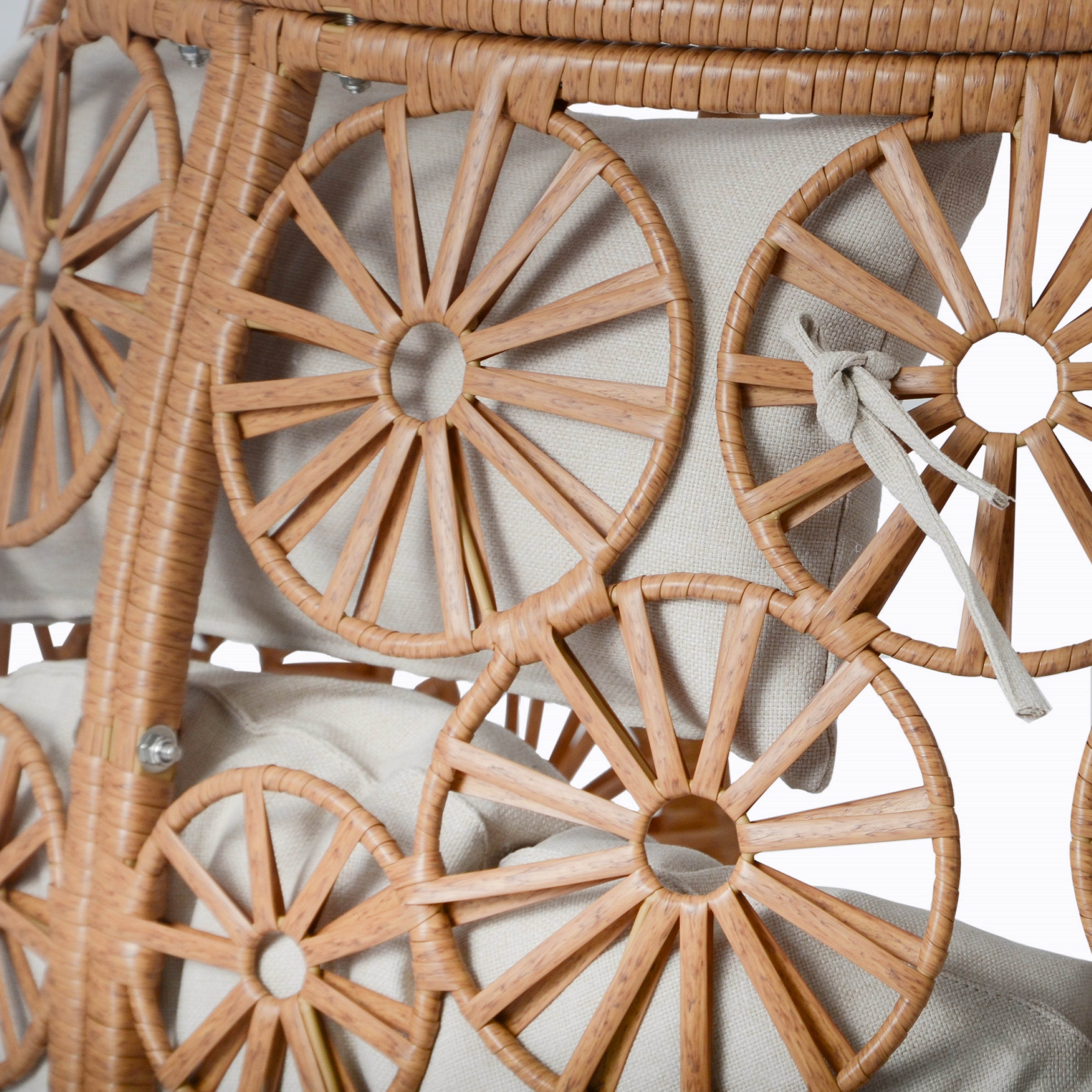 Patio Wicker Egg Chair with Circular Windmill Pattern and High Back