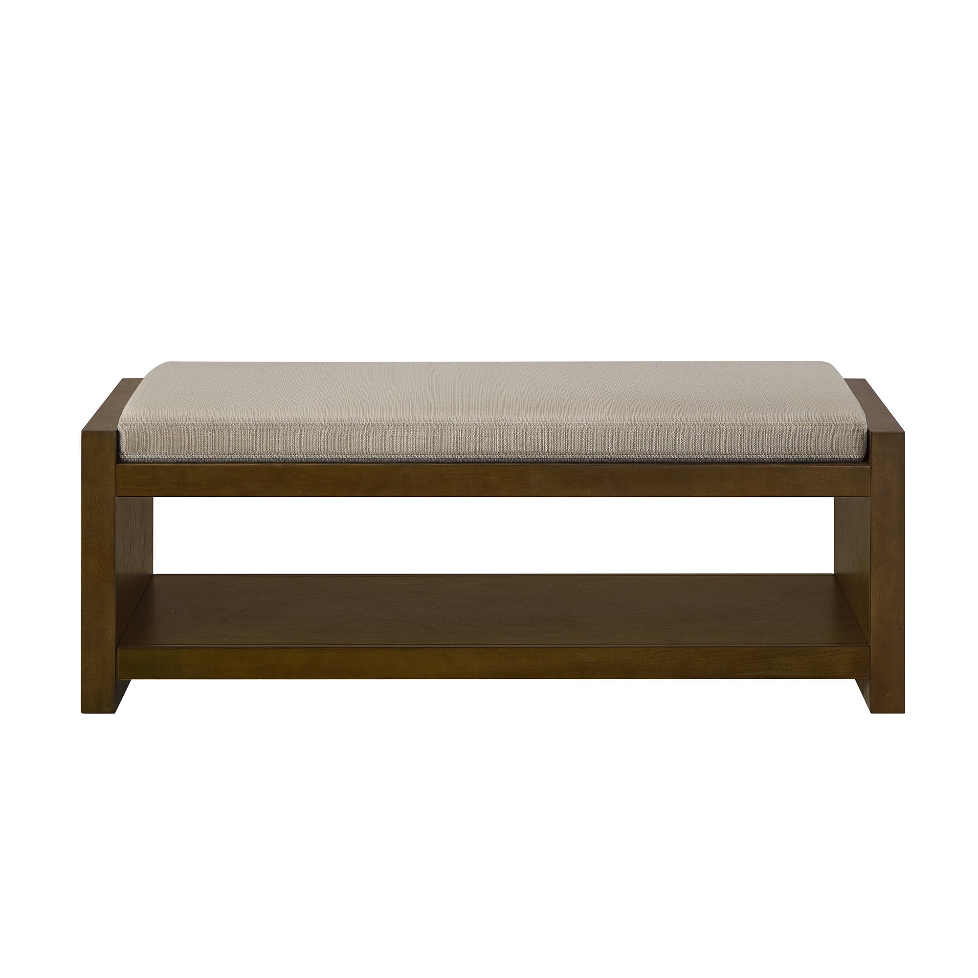 Accent Bench with Lower Shelf Shoe Rack and Padded Seating