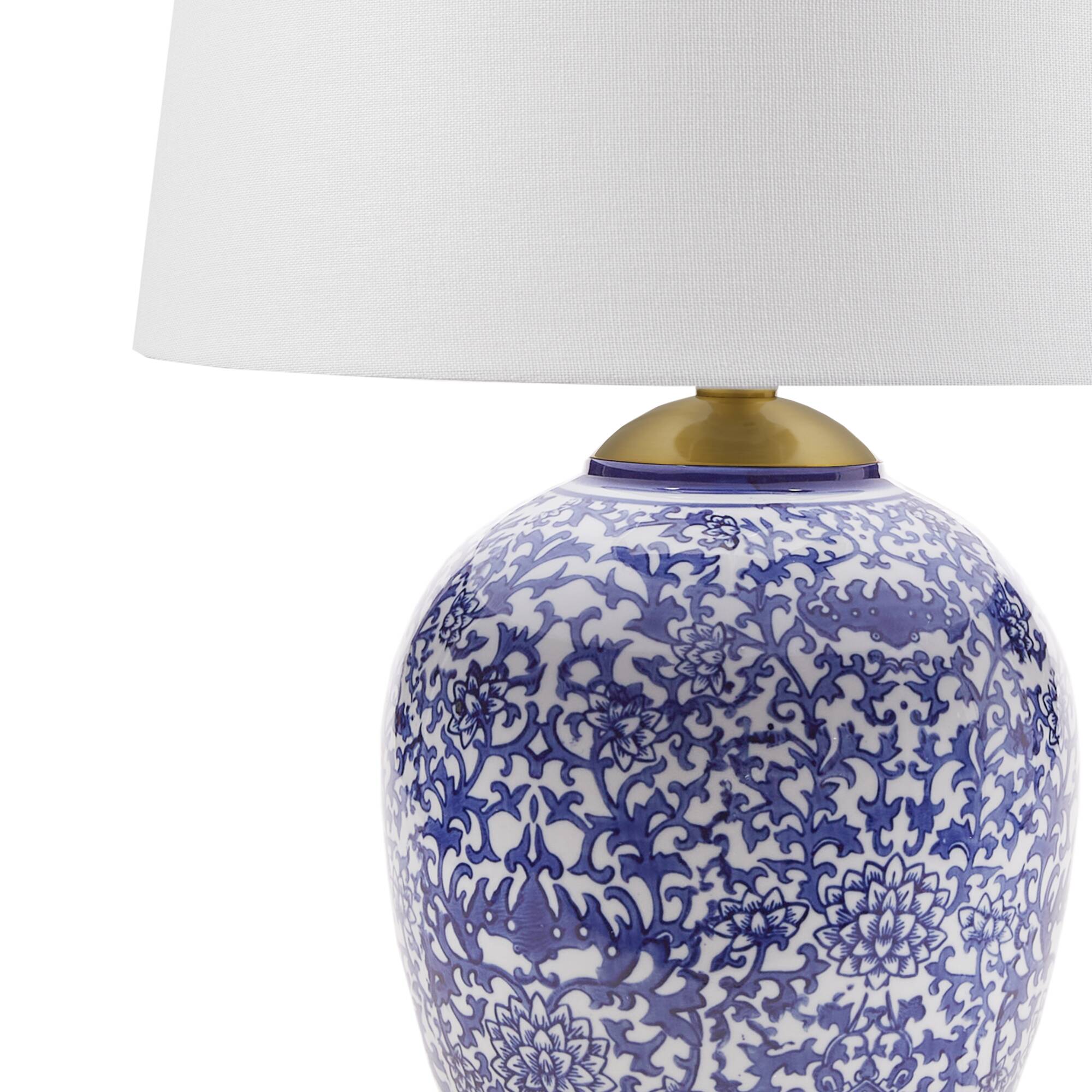 Blue Ceramic Ginger Jar Table Lamp