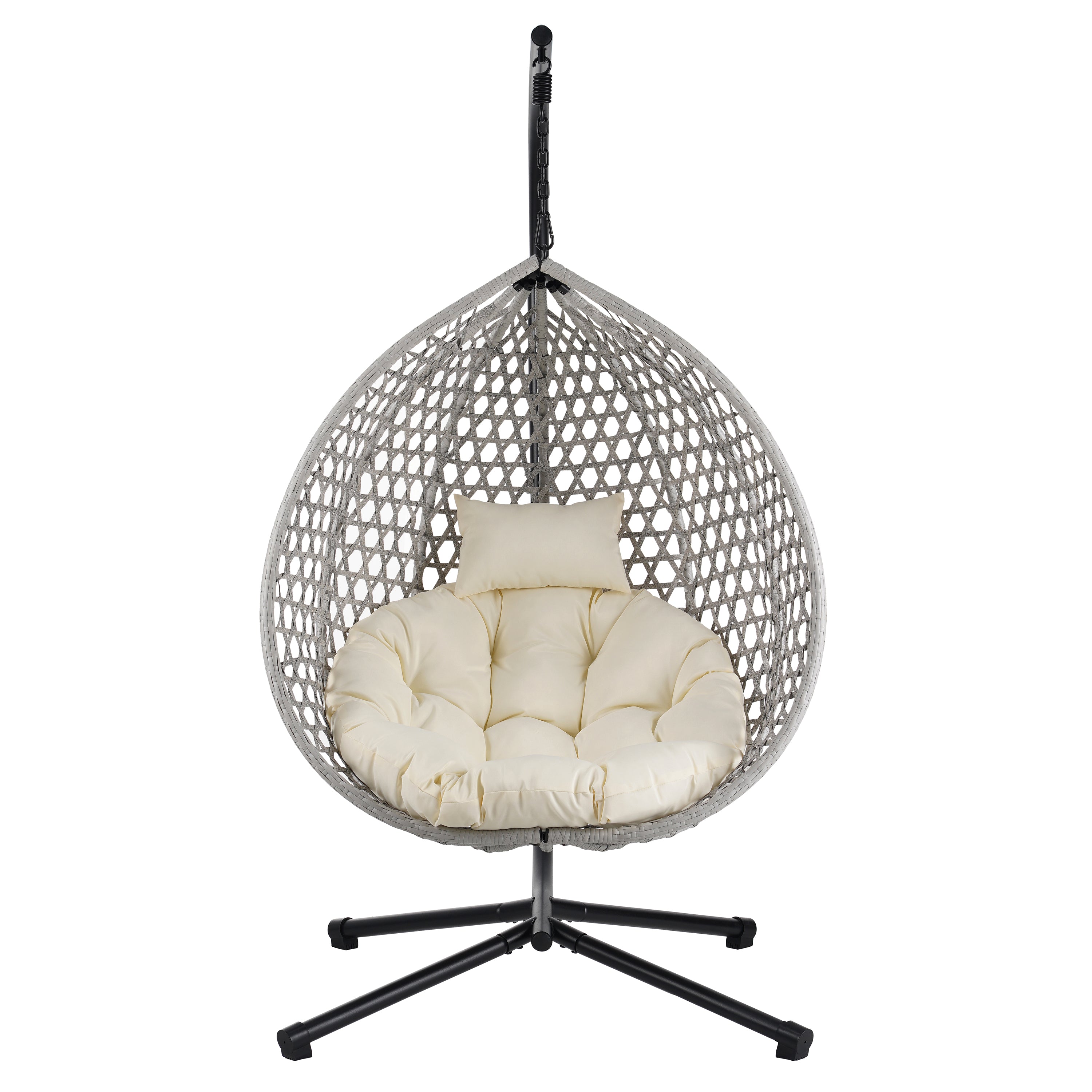 Hanging Swinging Egg Chair with Rattan Weaving, Base Included