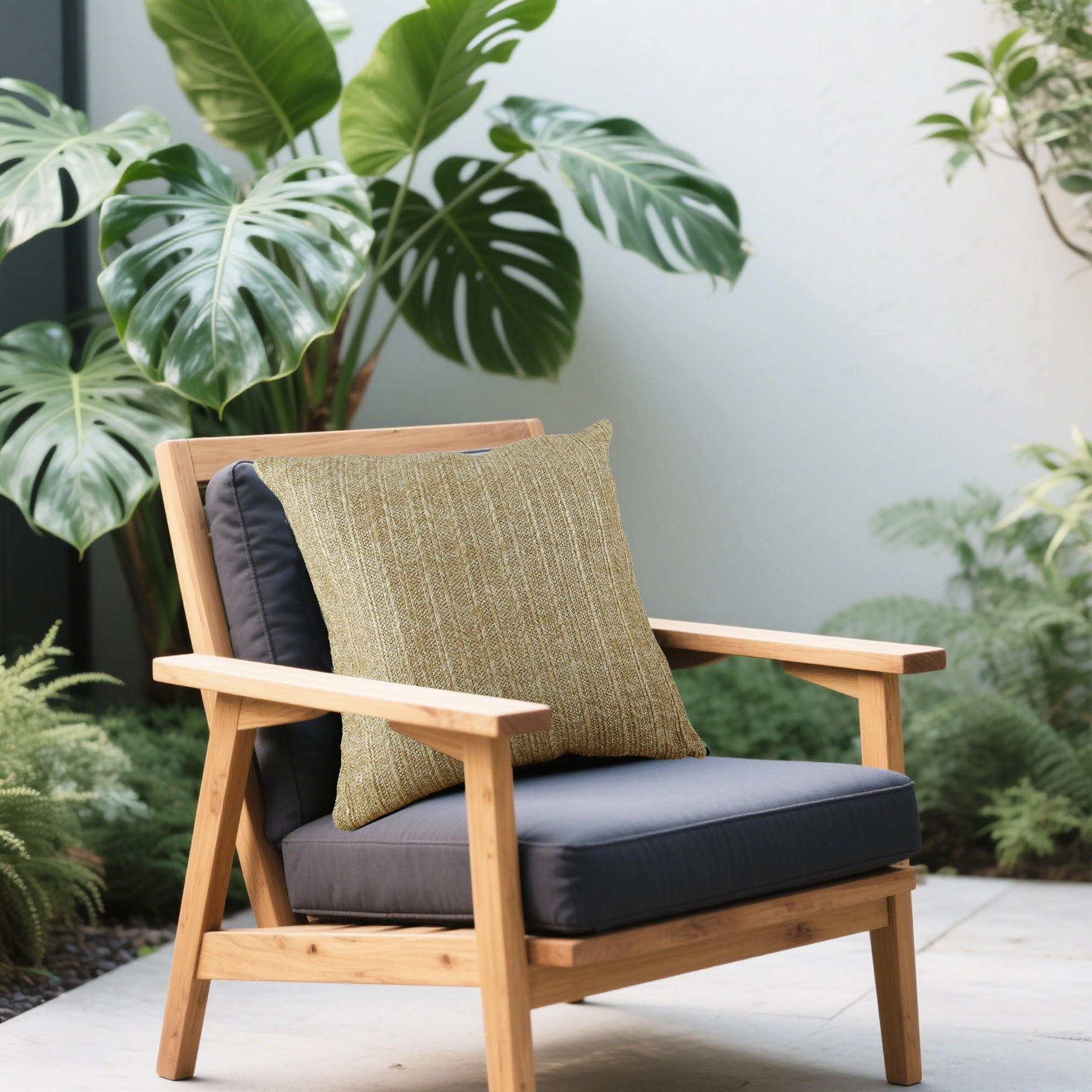 Natural Woven Outdoor Square Pillows, Set of 2