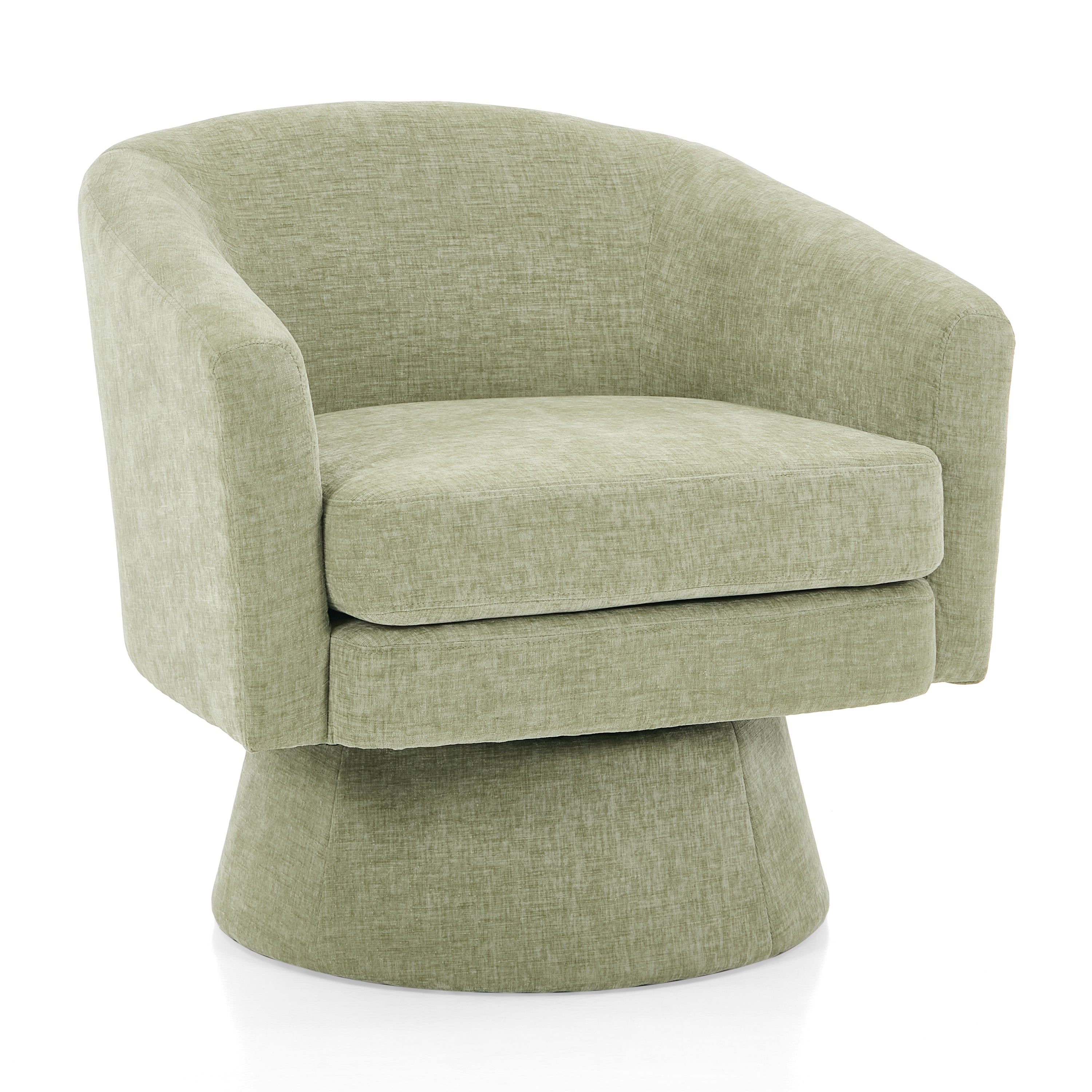Contemporary Chenille Swivel Pedestal Barrel Accent Chair