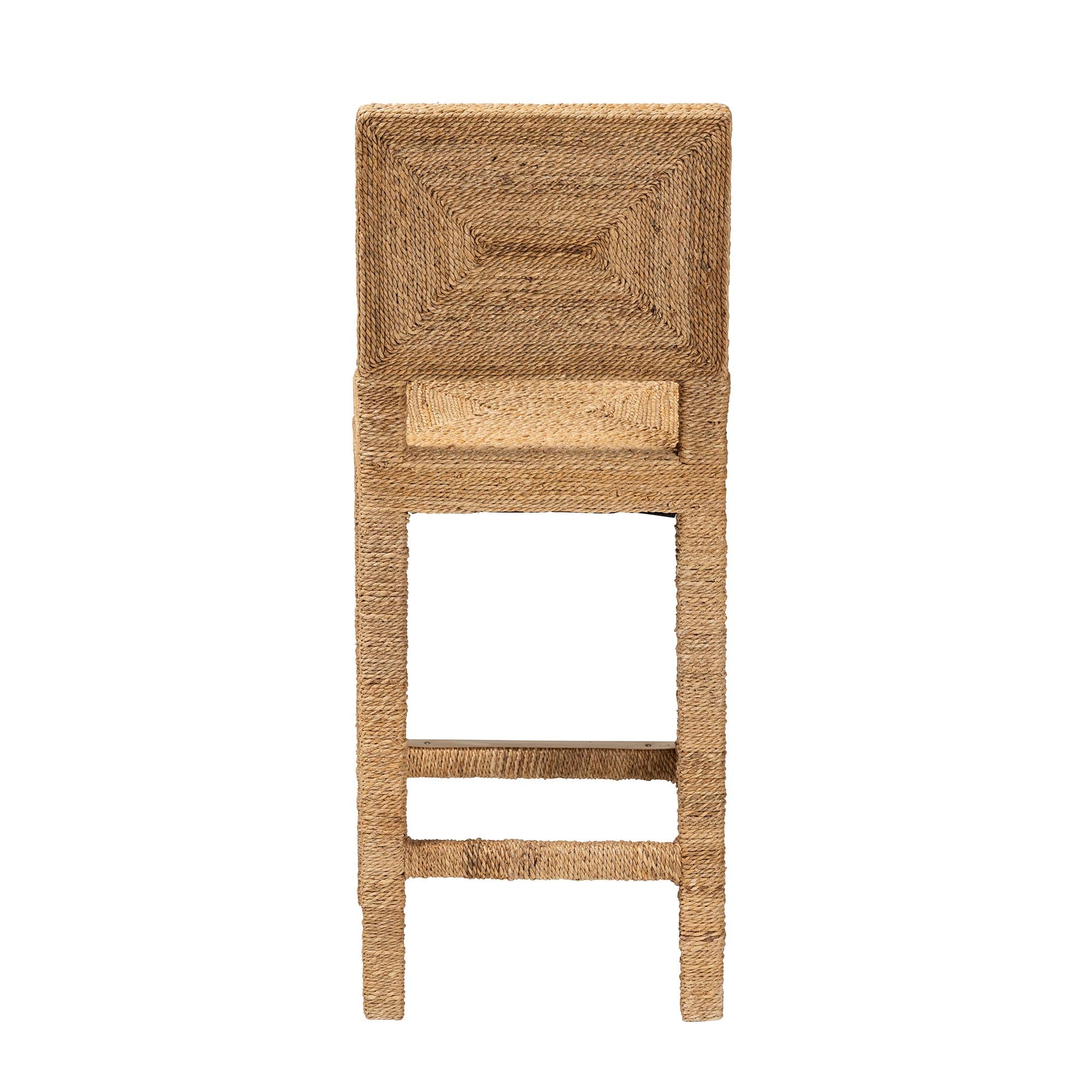 Harper Seagrass and Mahogany Wood Counter Stool
