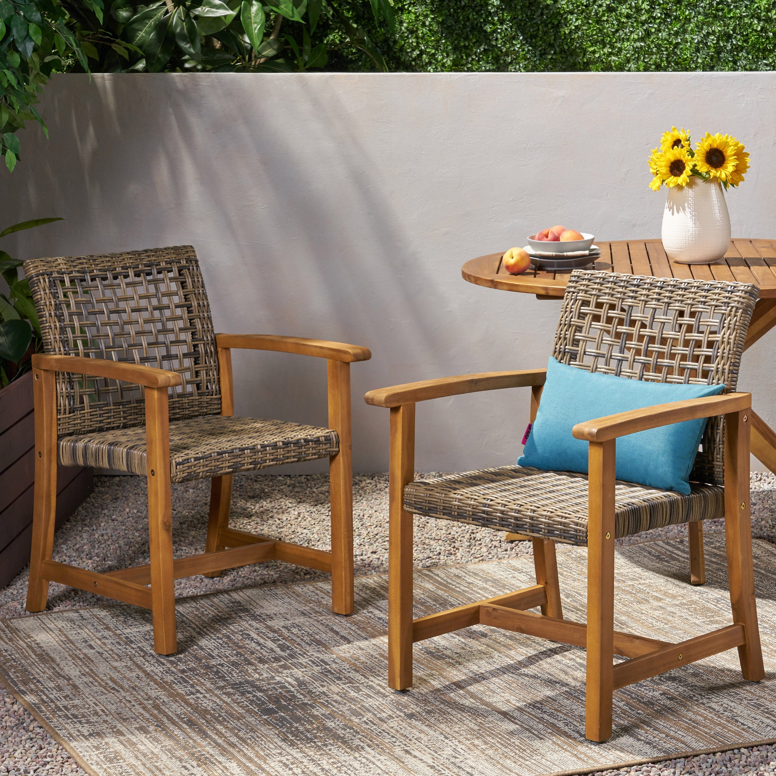Hampton Outdoor Rattan Dining Chairs, Set of 2