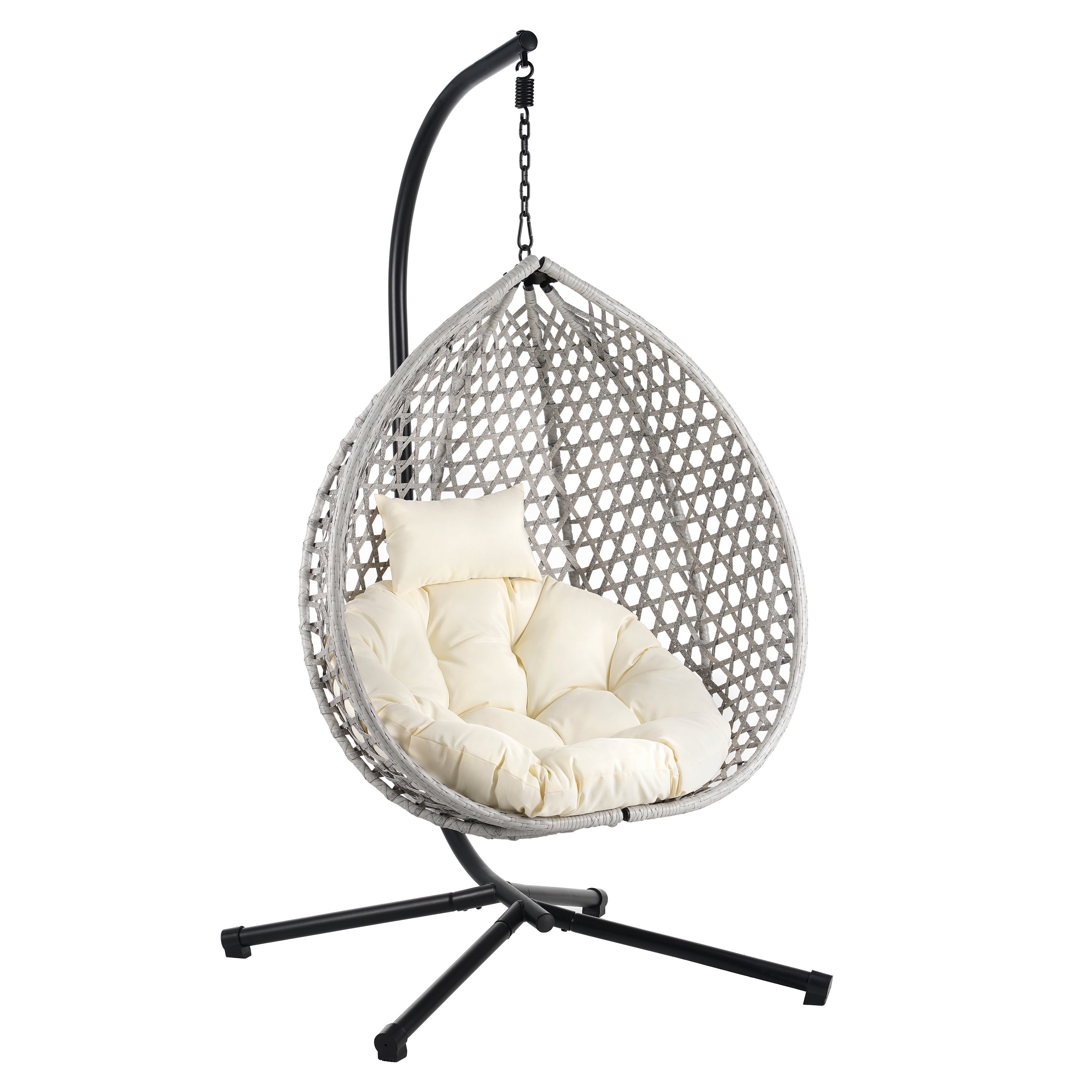 Hanging Swinging Egg Chair with Rattan Weaving, Base Included