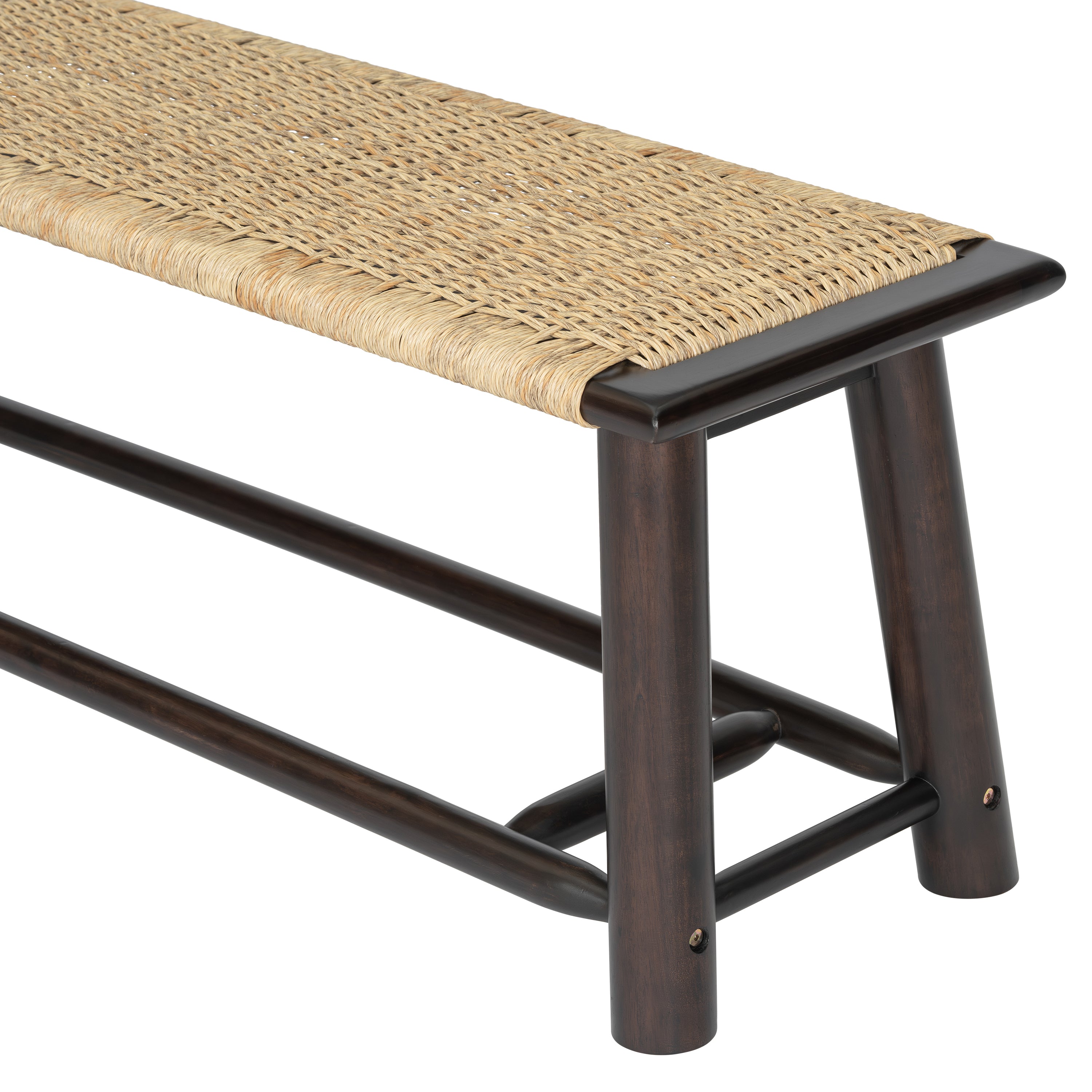 Farmhouse Modern Solid Wood Rattan Bench