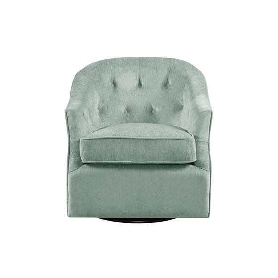 Awakened Swivel Chair with Button Tufted Back and Flared Arms